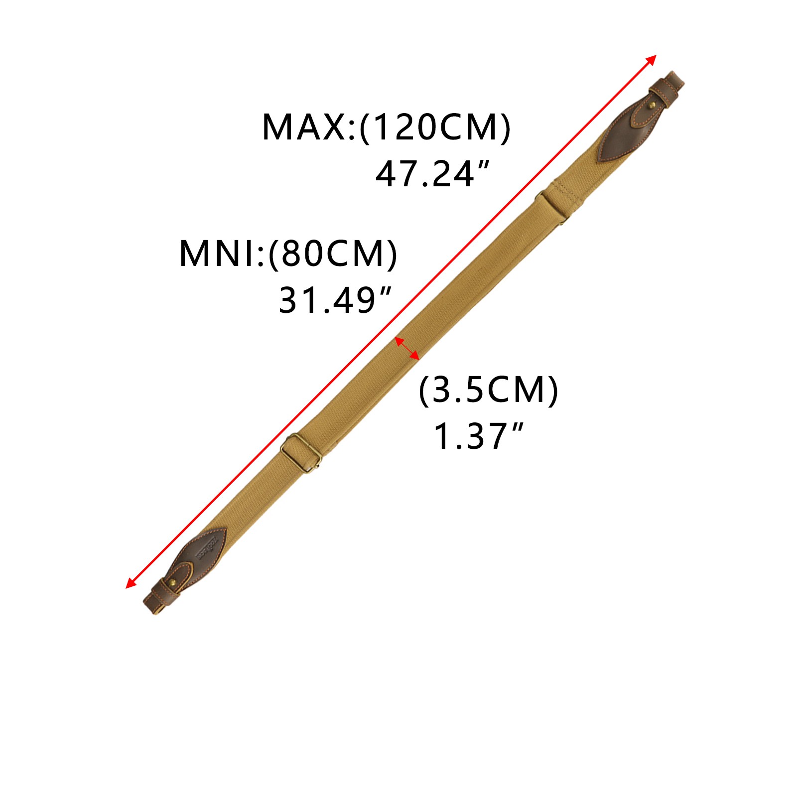 TOURBON Rifle/Shotgun Sling Webbing Strap Leather End+ Pair 1" Mount Swivels Set