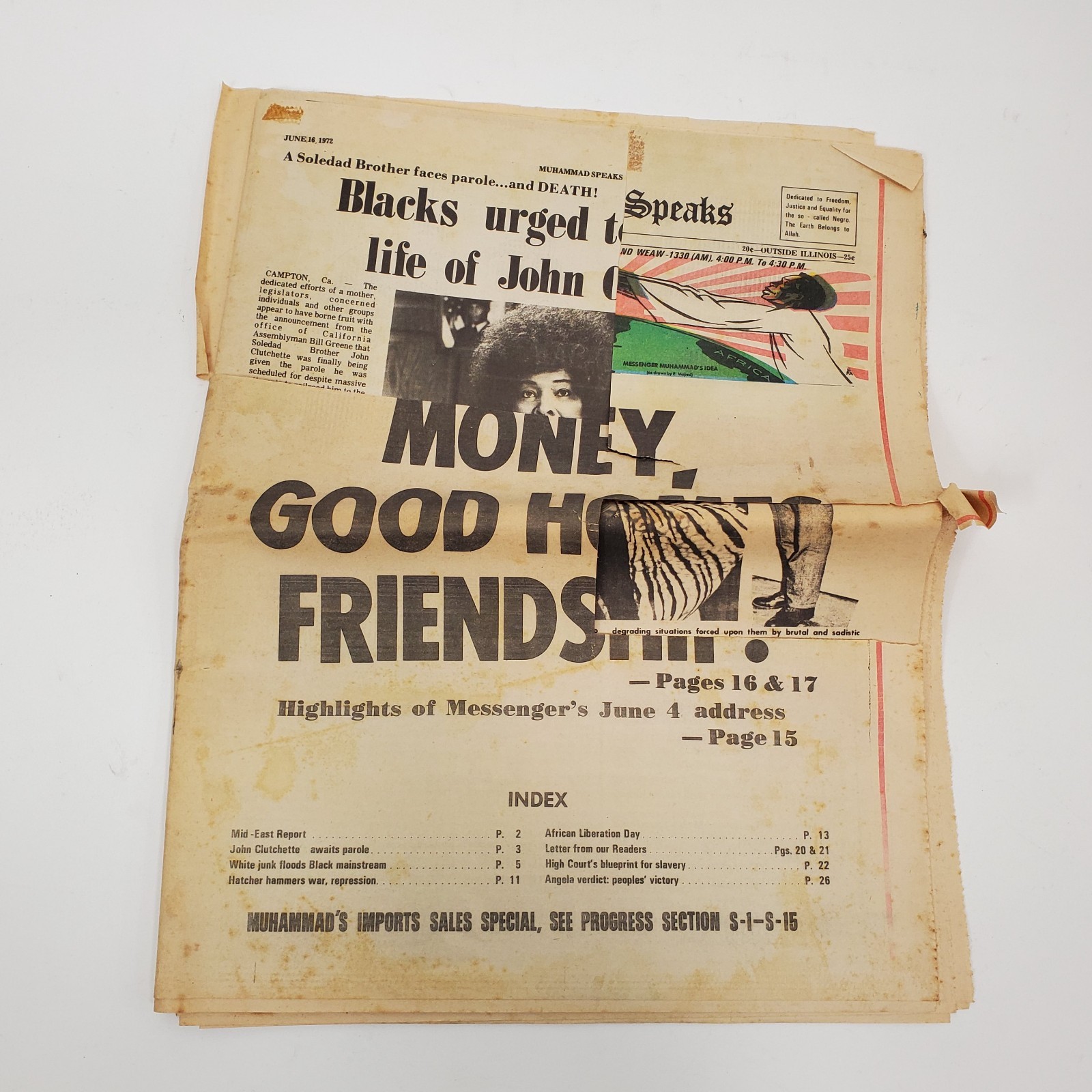 Vintage Muhammad Speaks Newspaper June 16 1972 Nation of Islam Black History