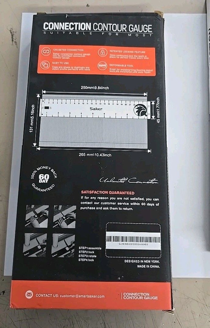 X Saker Connection Contour Gauge (10 Inch) Profile Tool With Hole Pencil