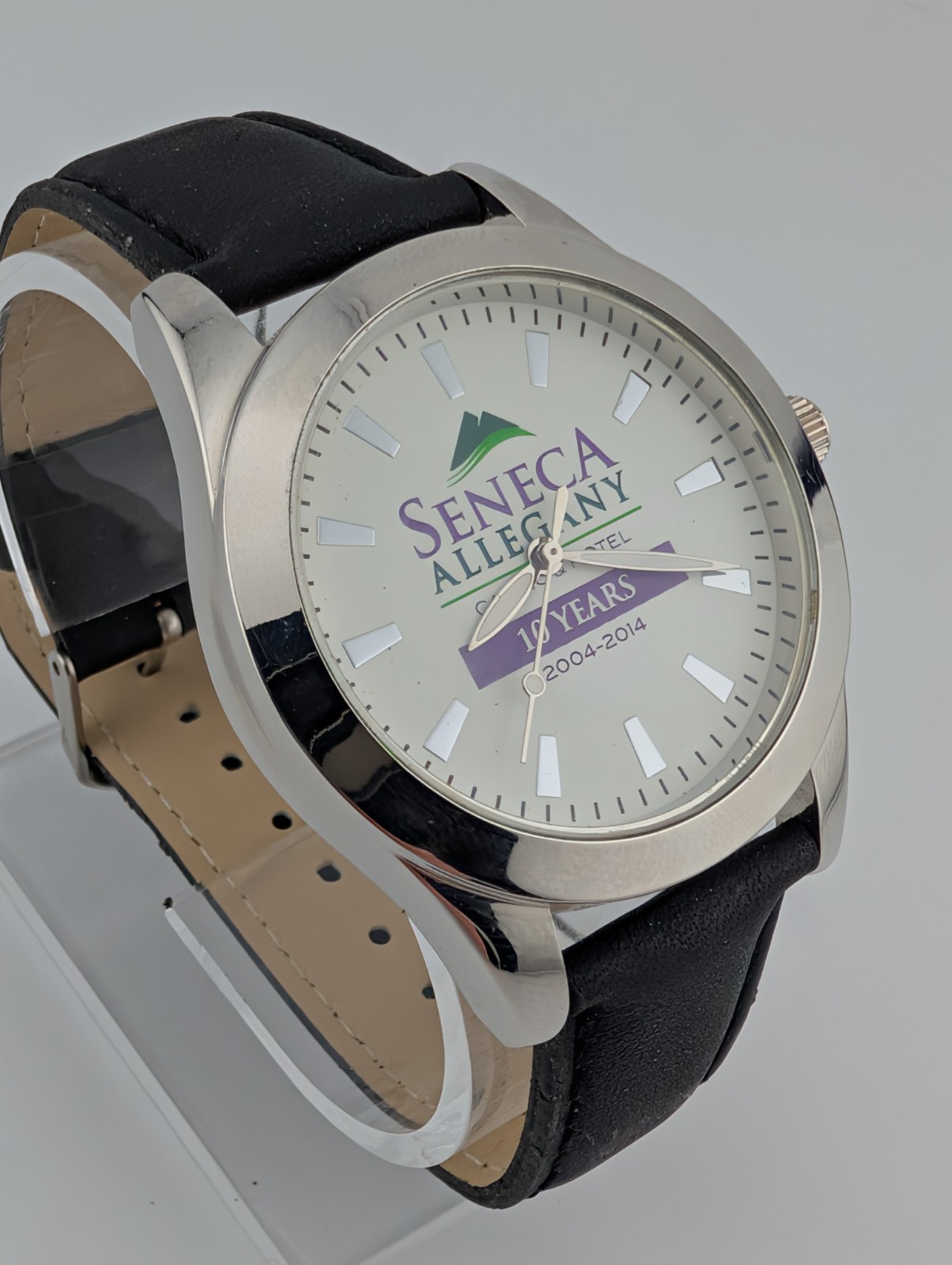 Seneca Allegany Casino Watch 2004-2014 Men Black Leather Band- New Battery