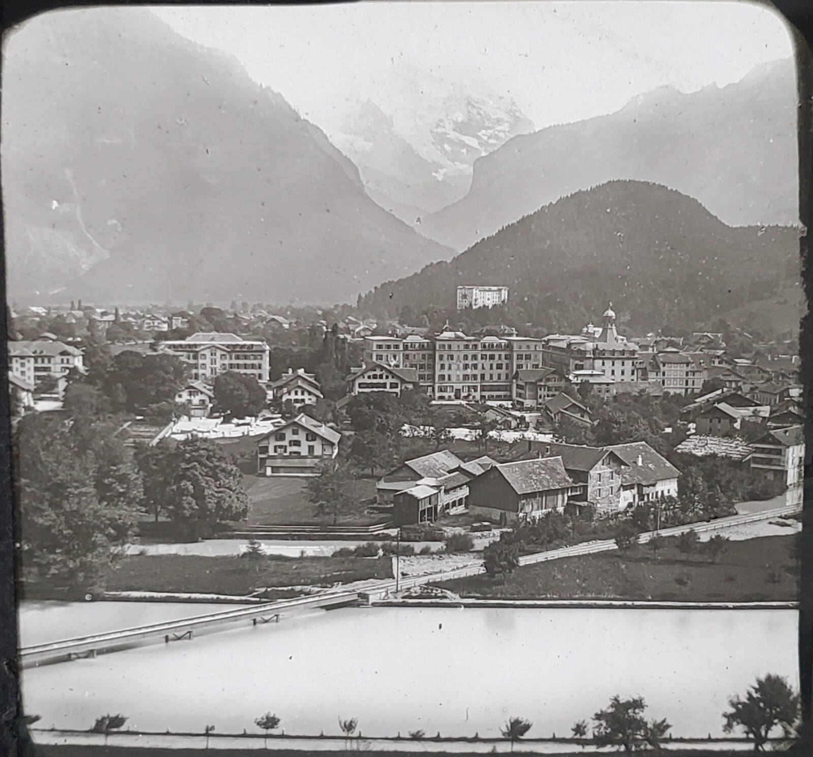 Interlaken & Jungfrau, Oberland, Switzerland, c1890's Magic Lantern Glass Slide
