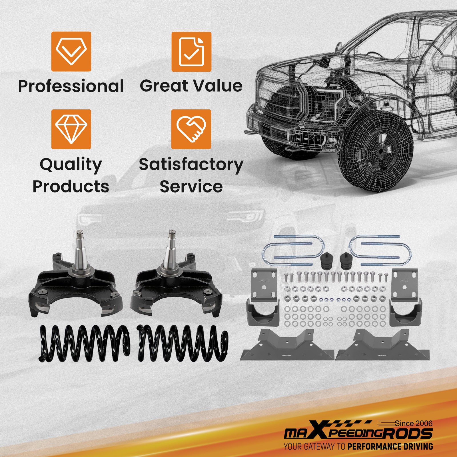 4" / 6" Lowering Drop Kit 1.25" Rotors Coil Spring For Chevy/GMC C10 C15 73-87