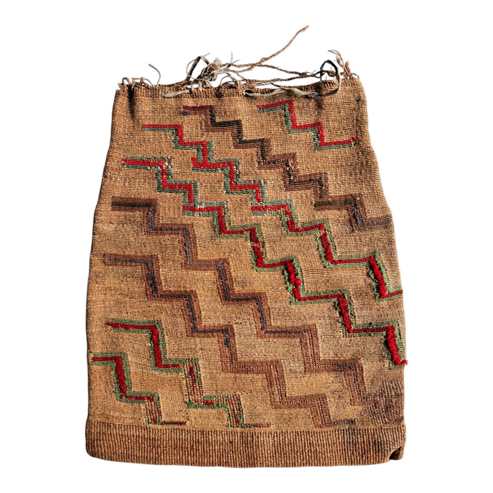 Antique Native American Plateau Nez Perce Double Sided Corn Husk Flat Bag