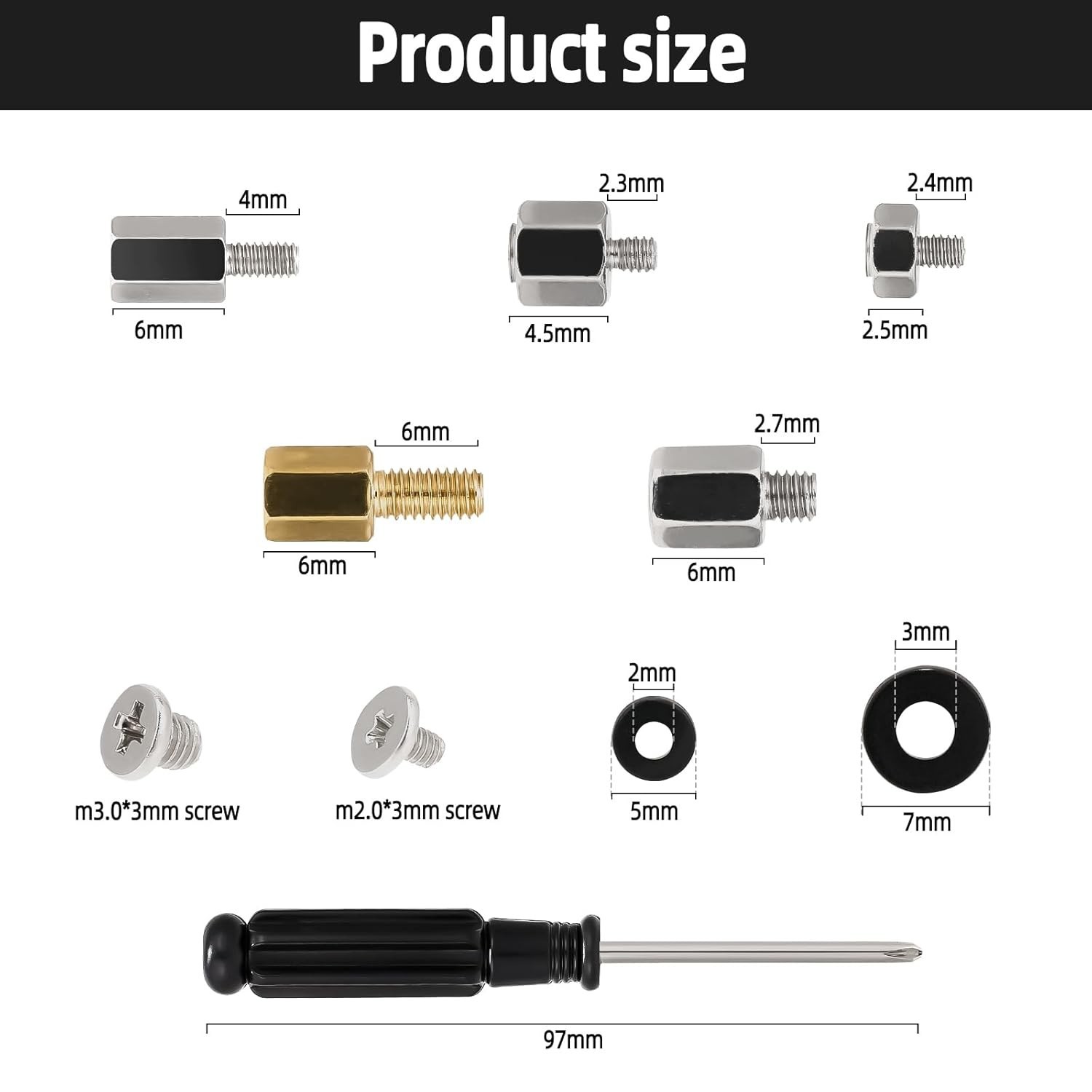 46PCS NVME M.2 SSD Mounting Screws M.2 SSD Screw Kit for Asus Gigabyte ASRock