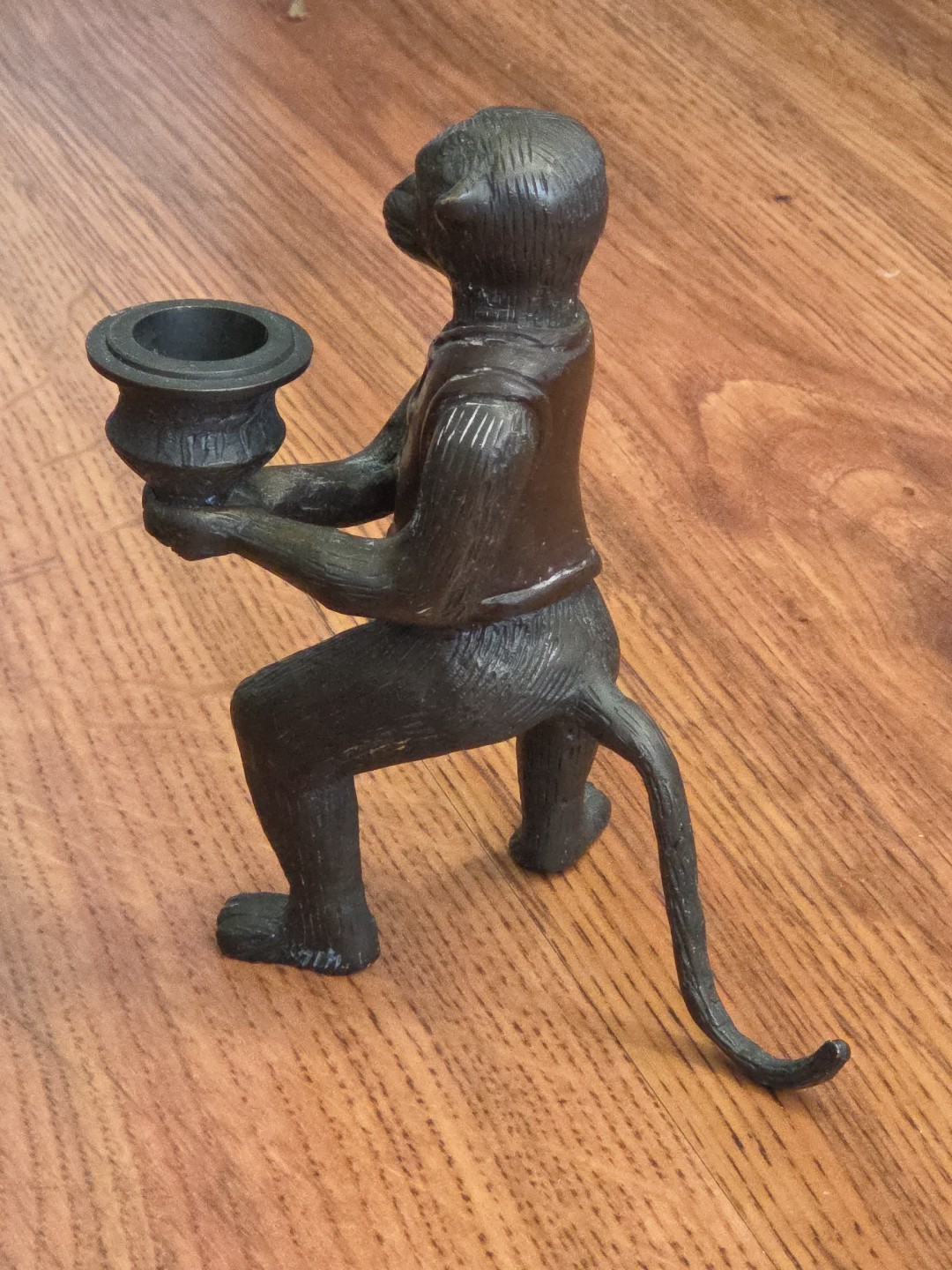 Antique Vienna Bronze Monkey Sculpture with Candle Holder 6.5" #2