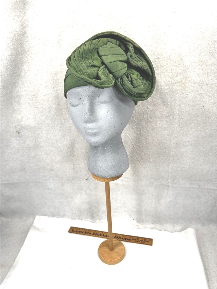 antique flapper 1920 hat women's original green cloche one size