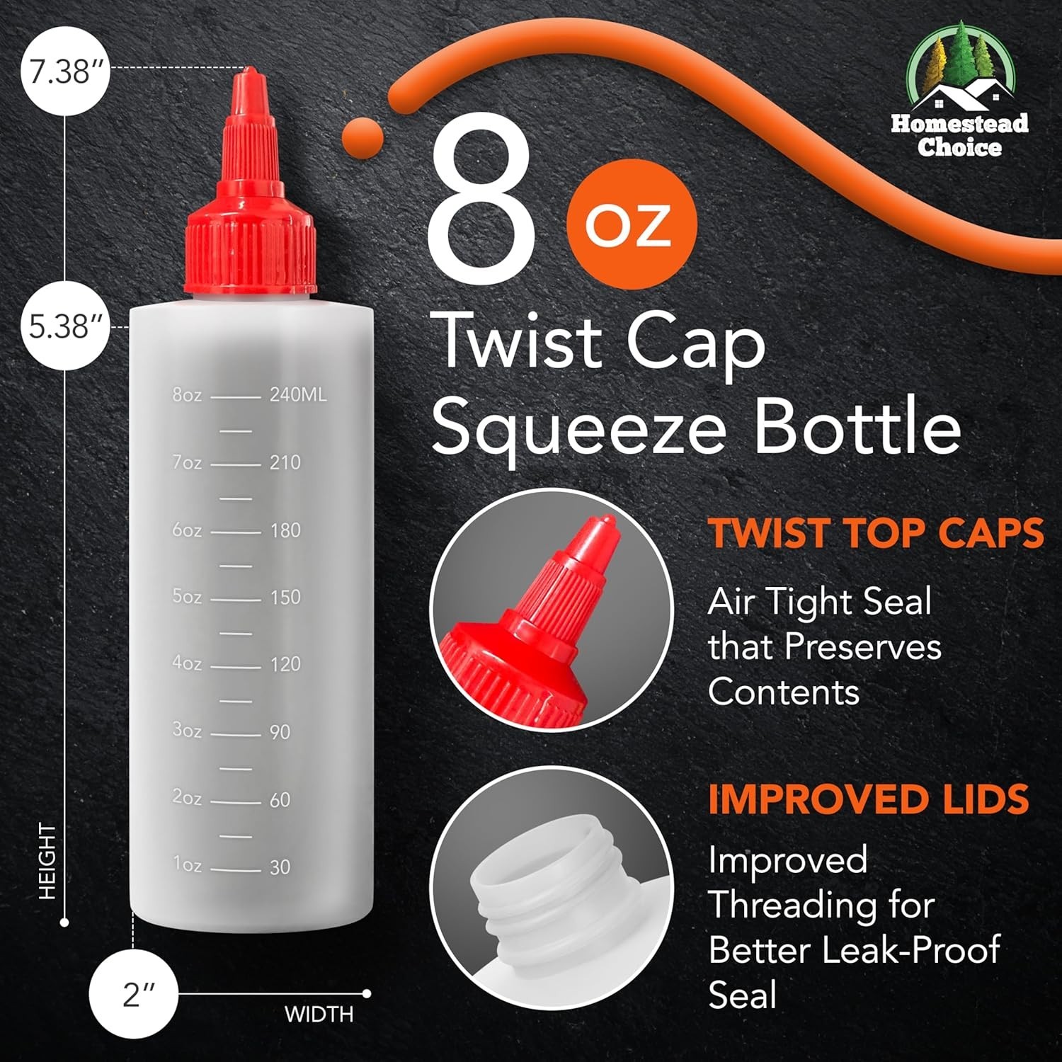 6-pack Plastic Squeeze Bottles for Sauces - 8oz Condiment Squeeze Bottles for...