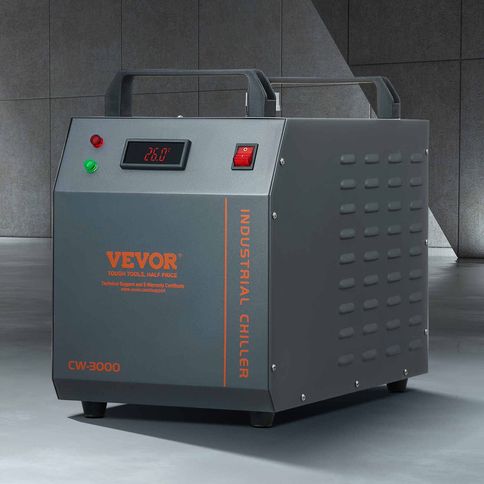 VEVOR Air-cooled Industrial Water Chiller CW-3000 12 L 12 L/min for Laser Tube