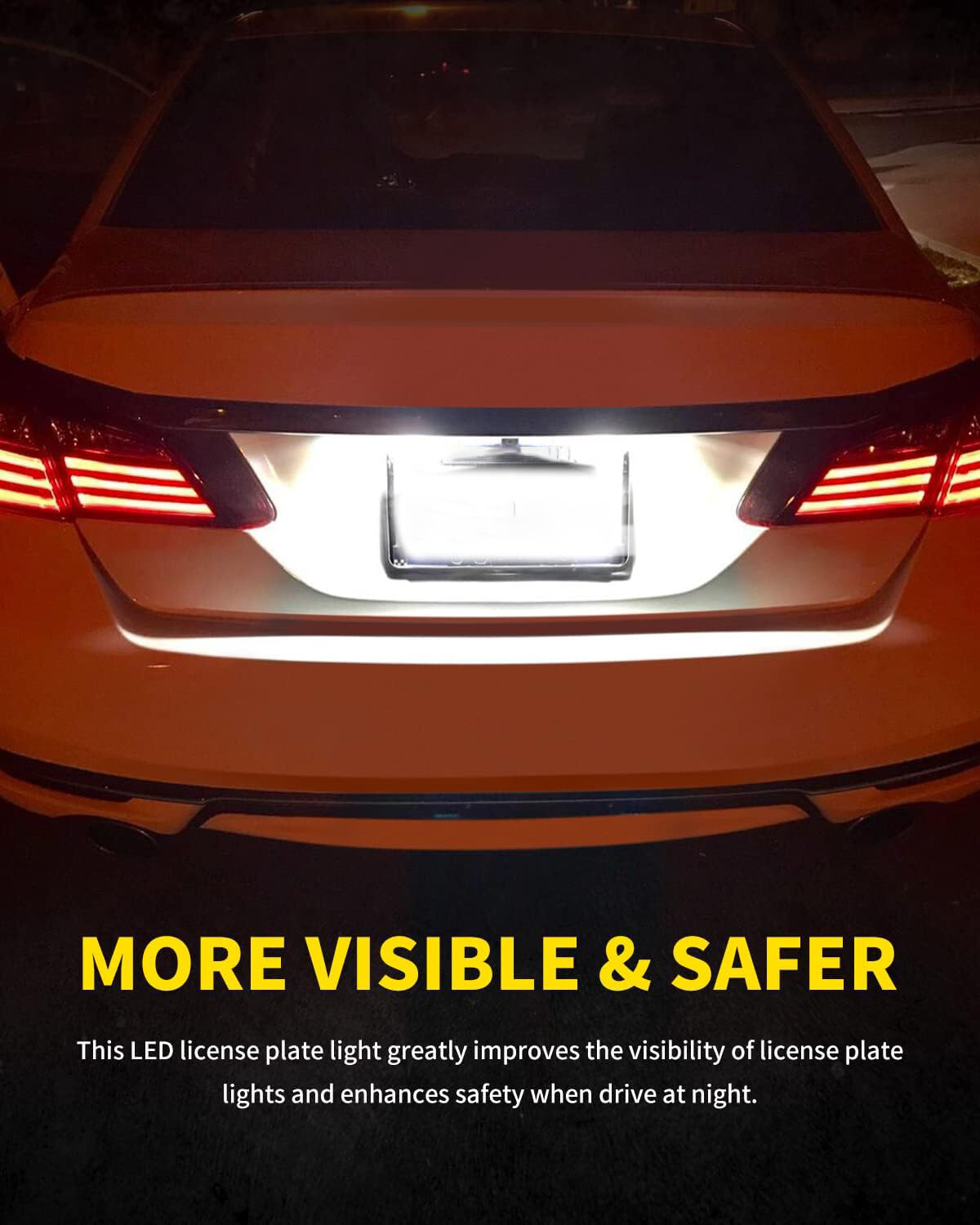 2Pcs LED License Plate Light Tag Lamp White For Honda Accord Civic Sedan