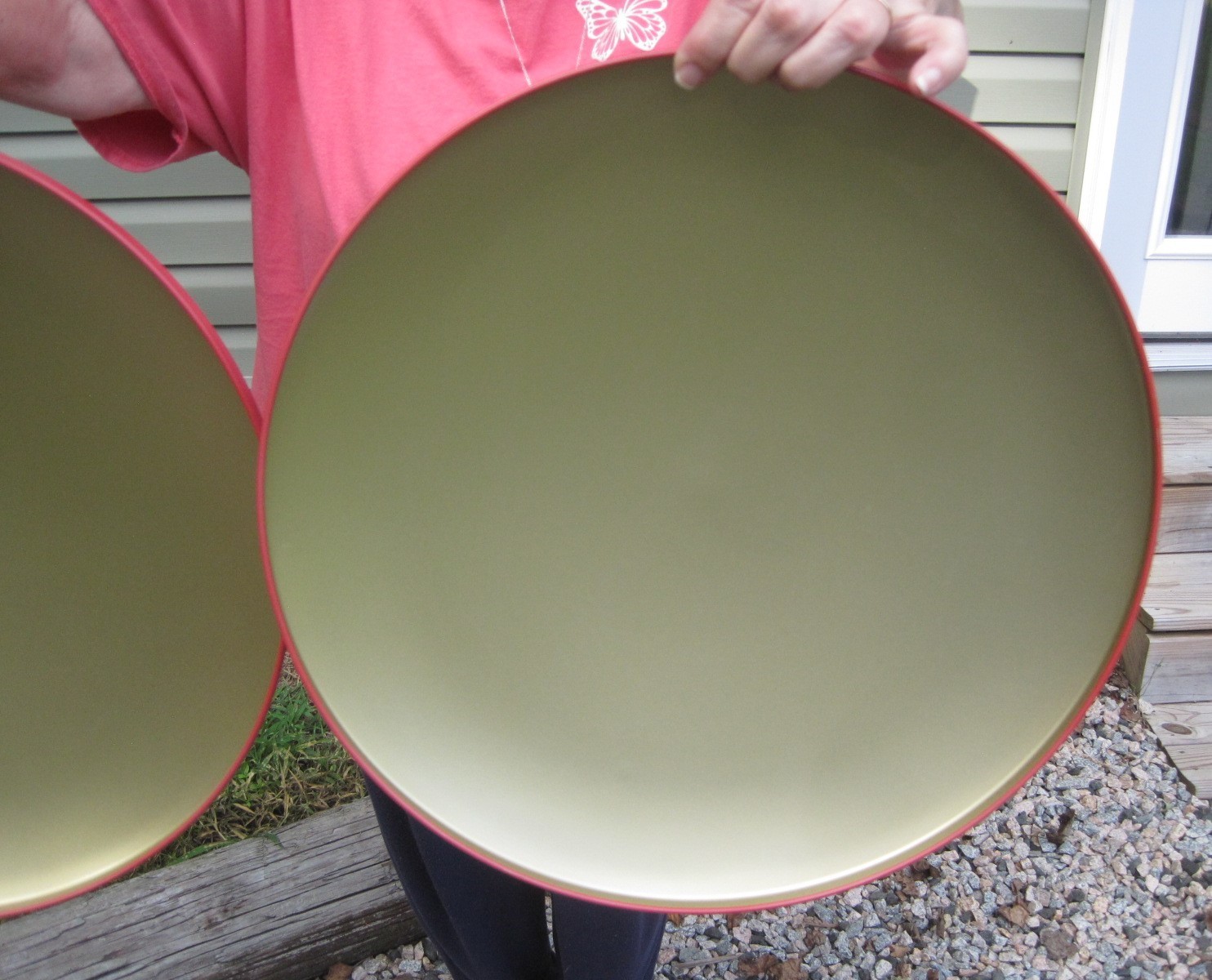 (2) 16" Coca Cola Metal Dome Button Advertising Coke Signs 1950's Diner Style