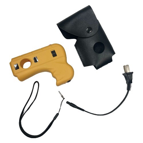 DEFENDER 10 MV Rechargeable Pistol Grip STUN GUN w/ LED Light & Holster YELLOW