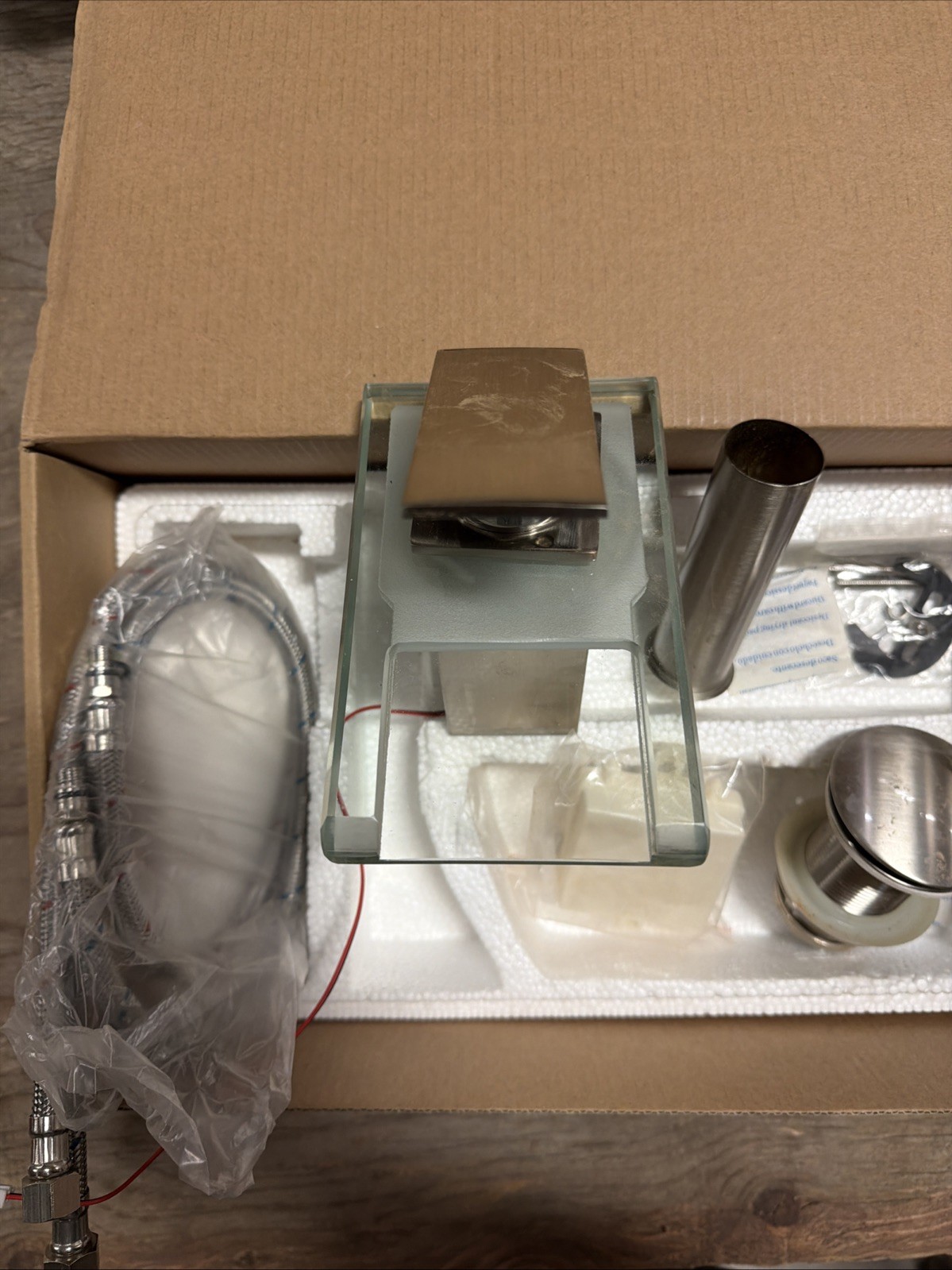 Faucet Glass Spout Waterfall Bathroom Basin Mixer Sink Taps Light FOR PARTS ONLY