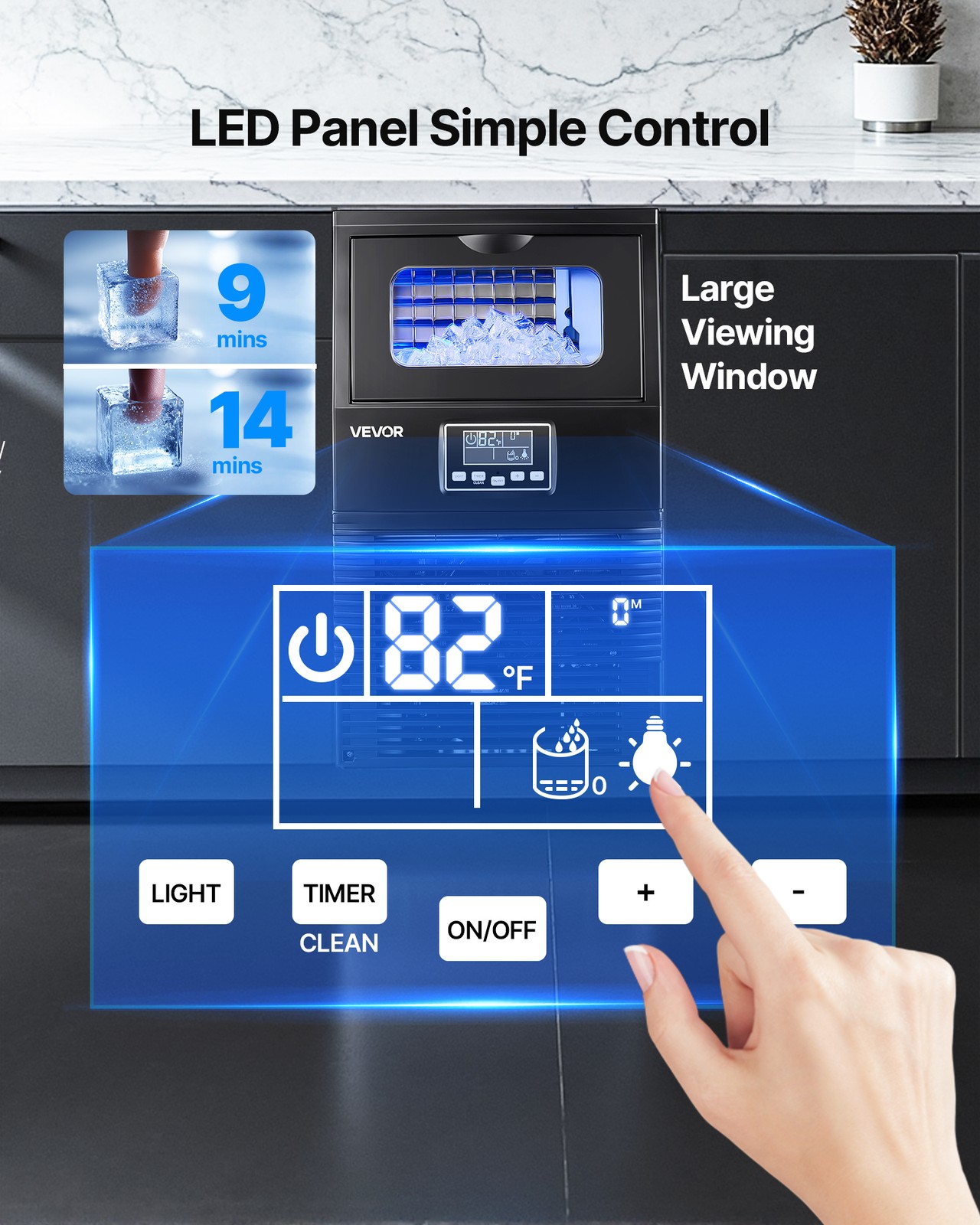 VEVOR Commercial Ice Maker 80lbs/24h Ice Machine 12Lbs Storage Bar Restaurant