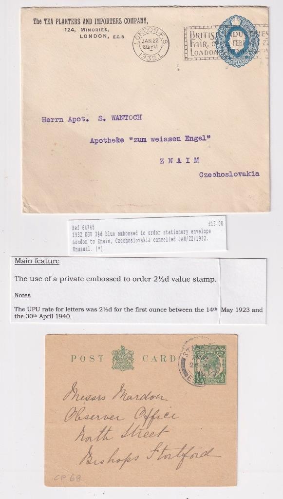 GB QV, EDVII, GV, GVI, QEII x 145 Stationery Registered, Envelopes, Lettercards.