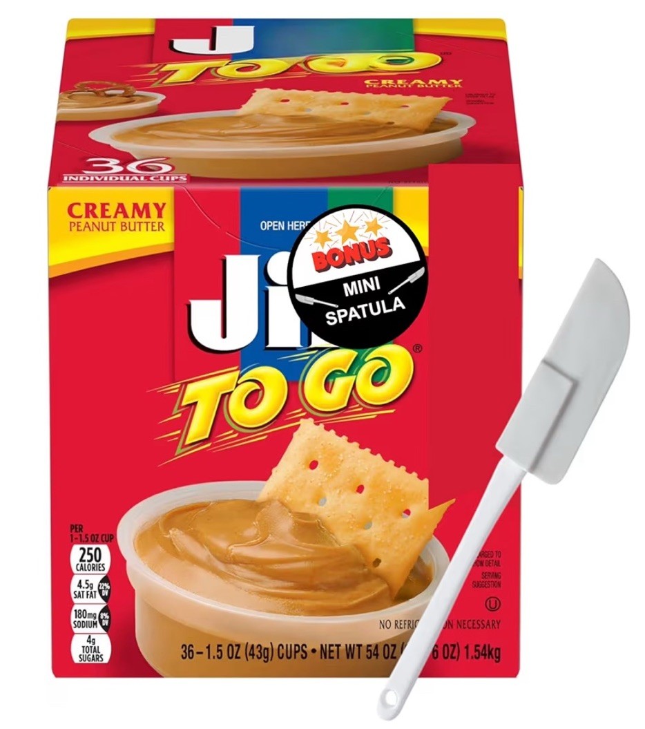 Jif To-Go Creamy Peanut Butter Cups – 36 Snack Portions with Bonus Mini Spatula