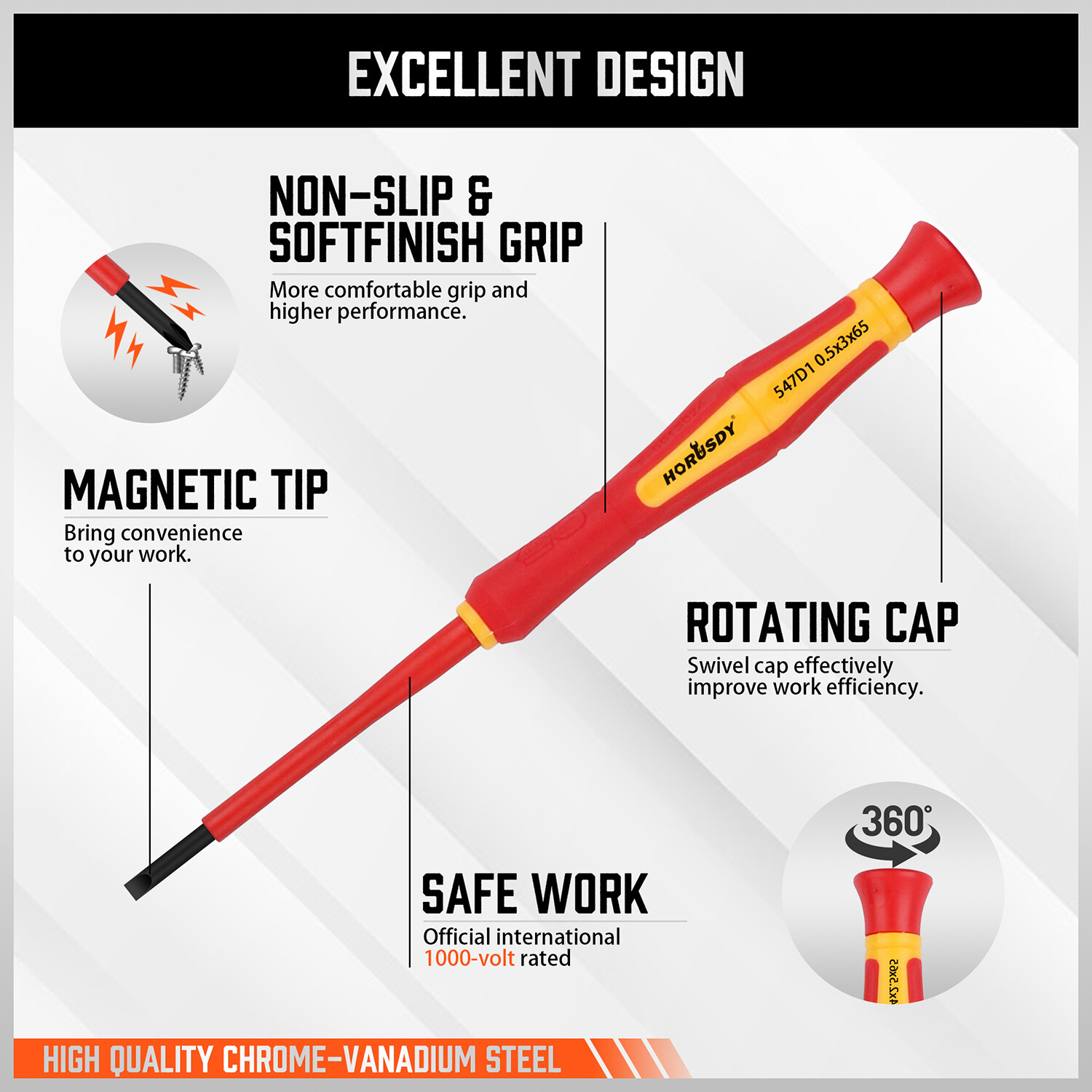 1000V 6 Mini Insulated Screwdriver Set Magnetic Tip Electrician Slotted Phillips