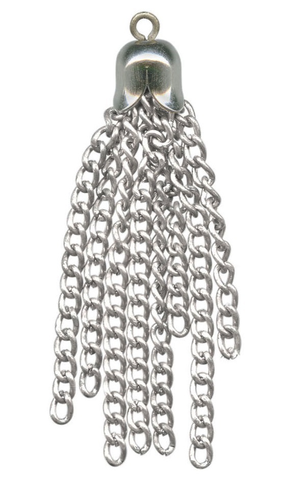 CHAIN TASSELS ~ 8 Strands of Small Link Curb Chain with Scalloped Cap + Loop