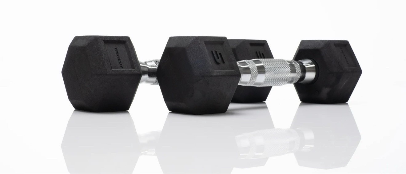 5 lb Pair Rubber Coated Hex Dumbbell Set, 10 Pounds Total New