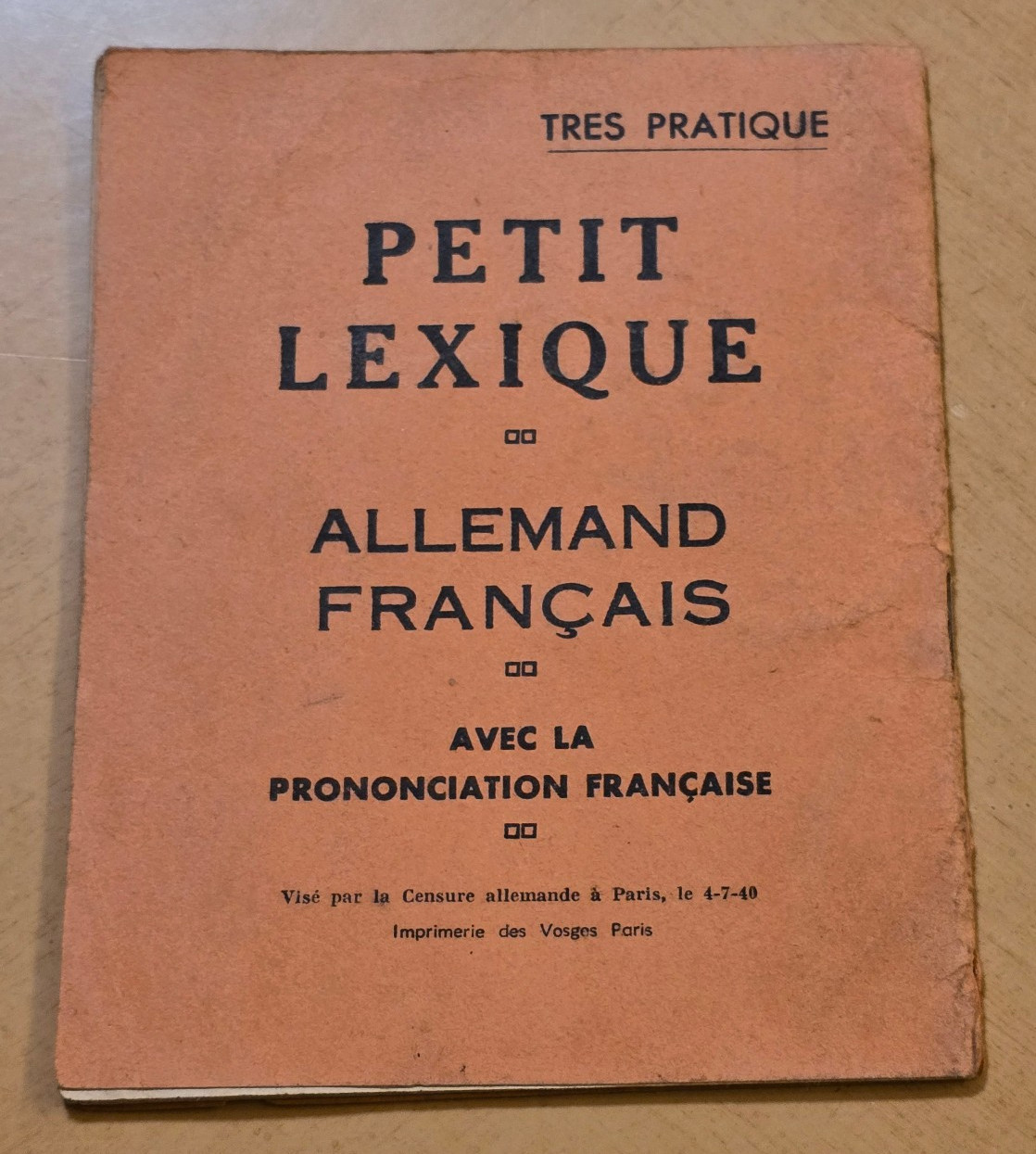 WWII Third Reich German French Pocket Dictionary Wehrmacht Paris 1940 Censored