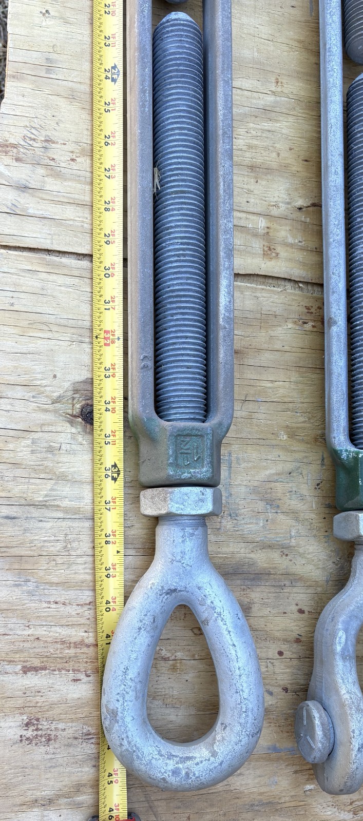 Green Pin Turnbuckle 1 1/2” x 24” Turnbuckle, eye-jaw end-fitting, 9.71 Ton load