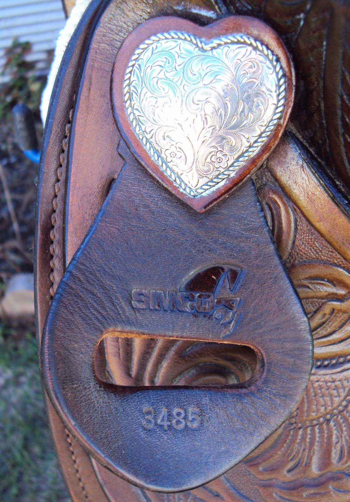 SIMCO Western Show / Parade Saddle- 15" -SILVER HEARTS- Tooled Design -STUNNING!