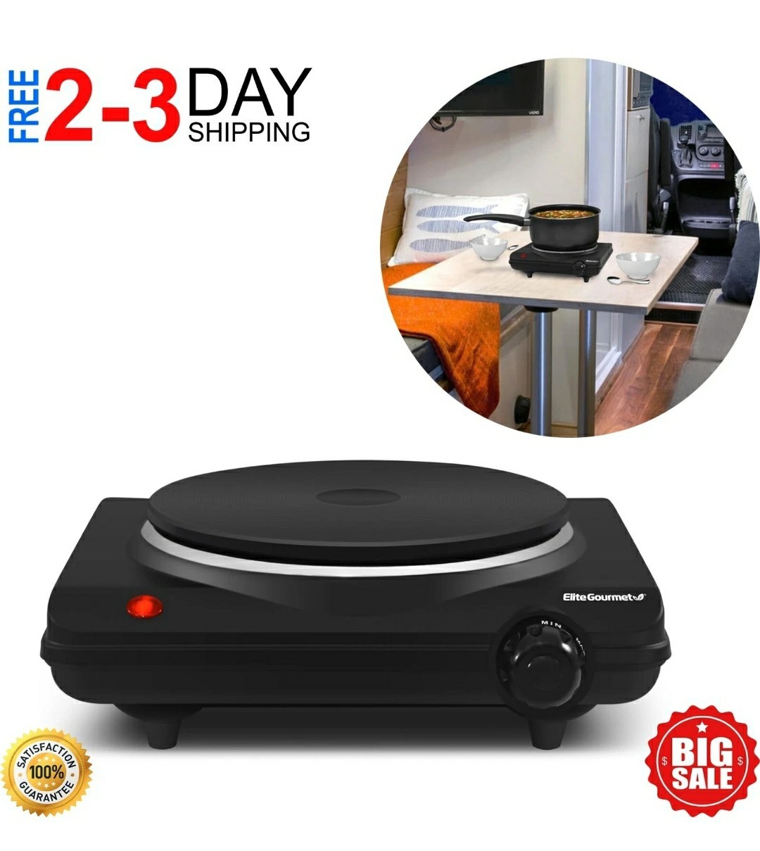 Estufa Cocina Hornilla Electrica Portatil Para Casa Apartamento Campamento 1000W