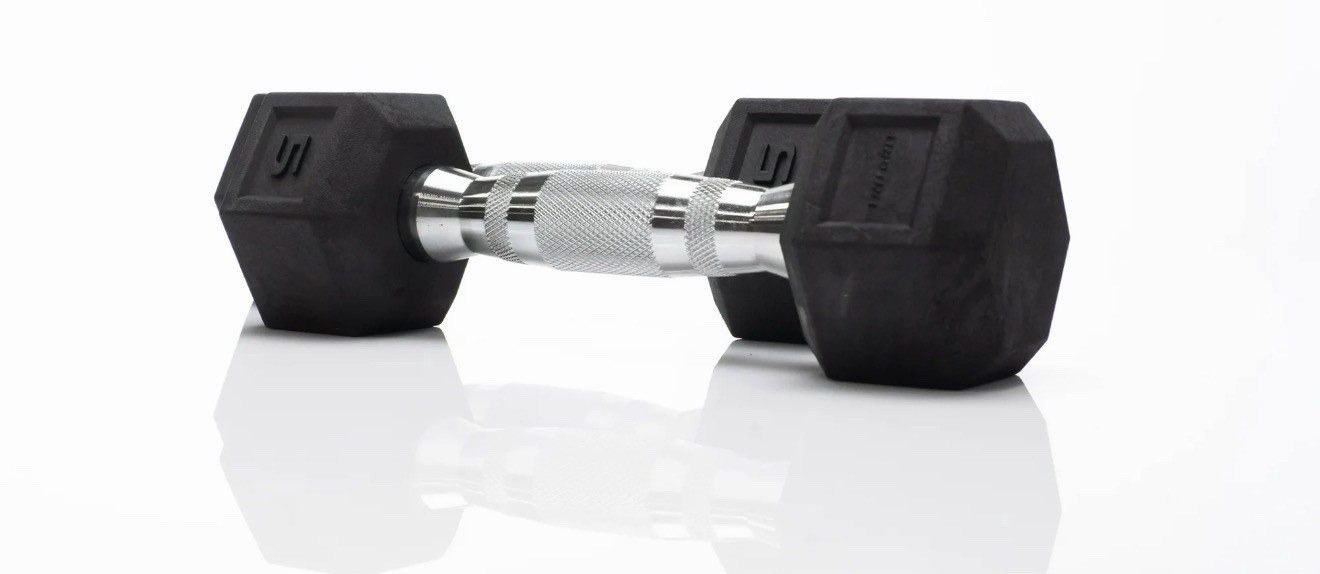 5 lb Pair Rubber Coated Hex Dumbbell Set, 10 Pounds Total New