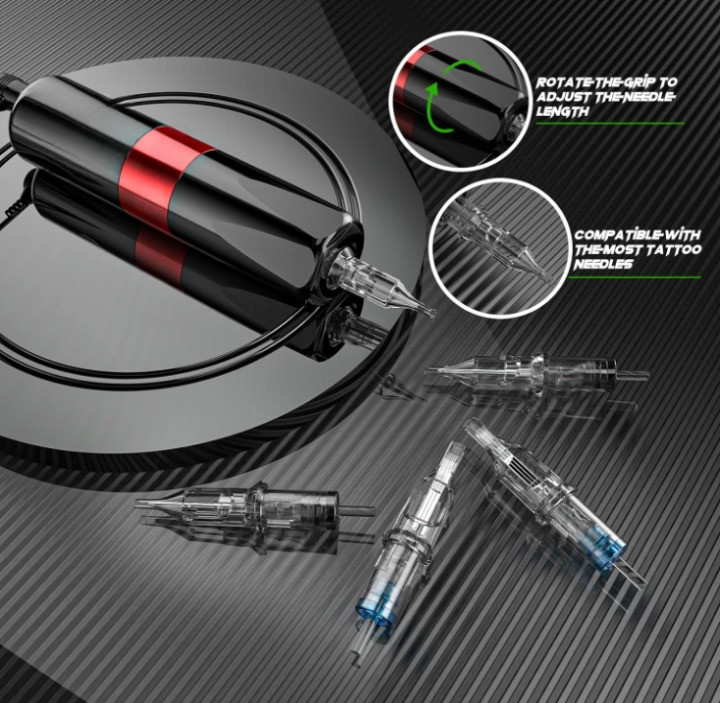 Kit de tatuaje completo con máquina eléctrica, tintas y agujas cartucho, Nuevo