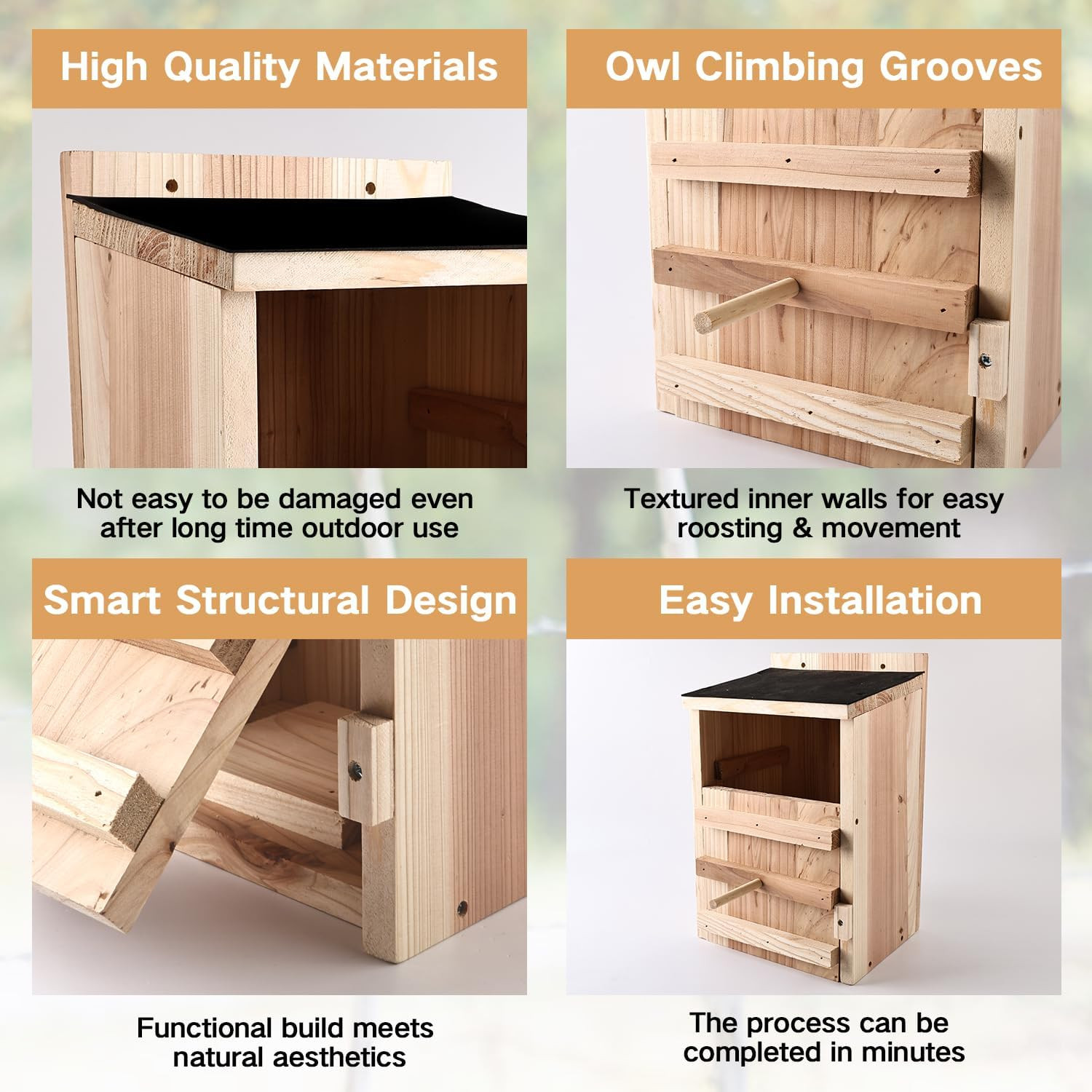 Owl House Premium Cedar Wood Screech & Barn Owl Nesting Box - Large Handmade Bir