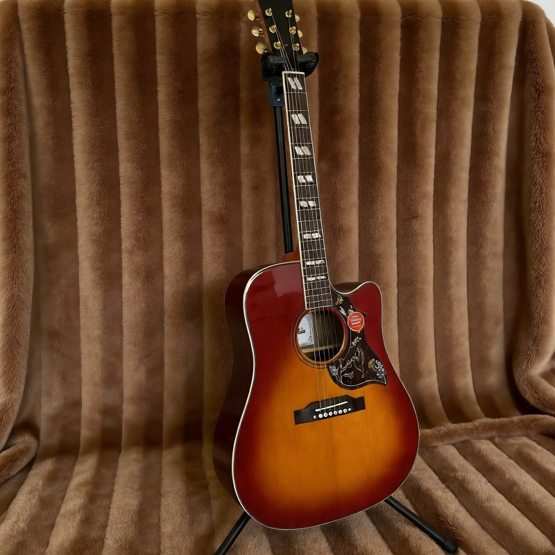 Cutting acoustic electric guitar hummingbird cherry burst built-in pickups