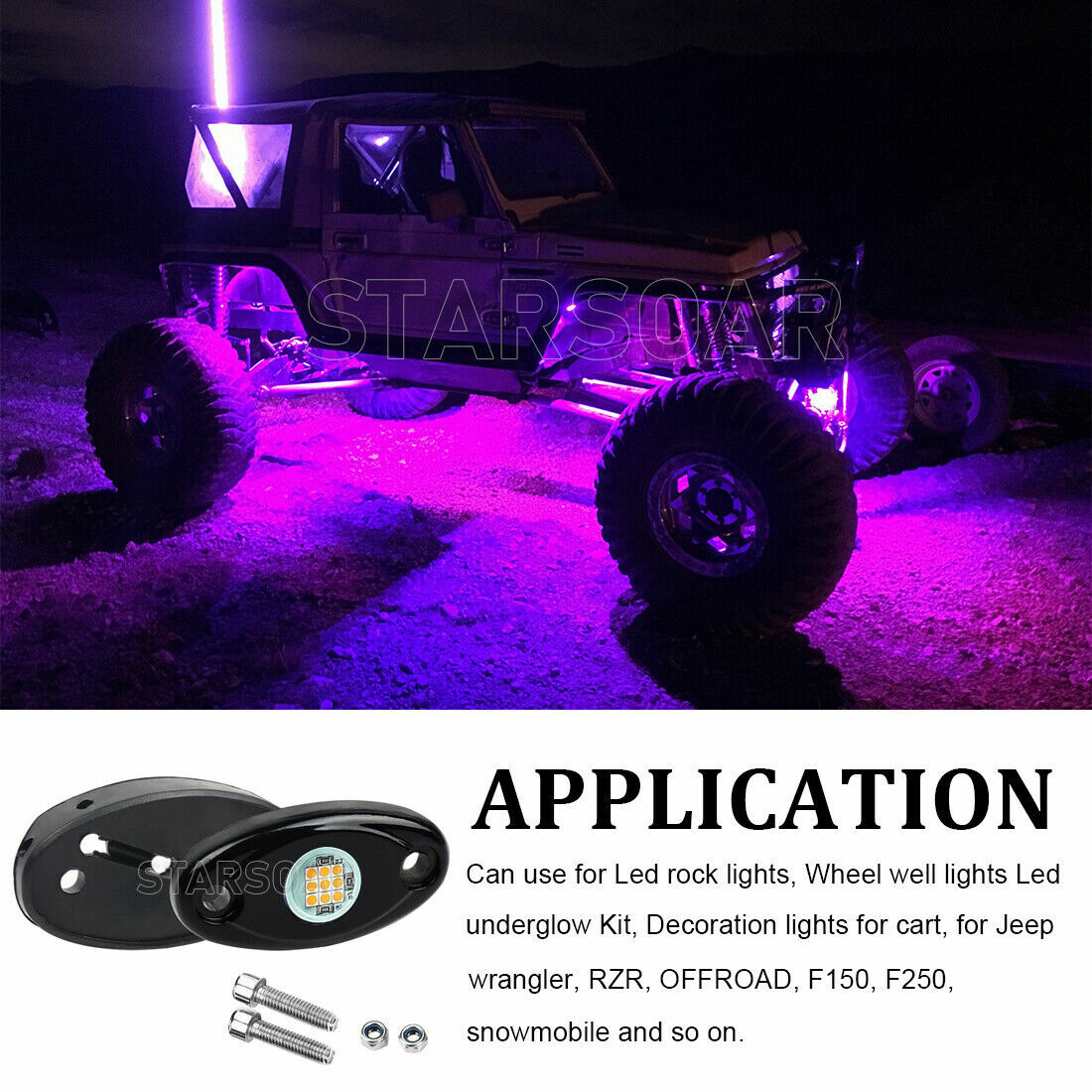 LED Rock Lights for ATV Offroad Truck Boat Underglow Underbody Fender Light Seal