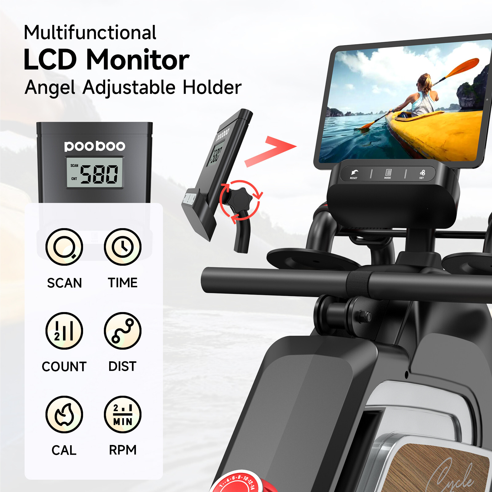 Indoor Magnetic Rowing Machine 14 Levels Quiet Resistance Dual Slide Rail Rower