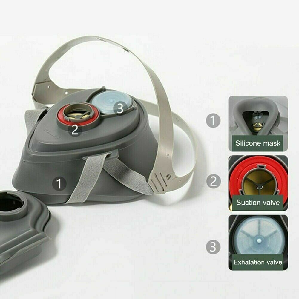Silicone Half Face Gas Mask Paint Spray Chemical Respirator Reusable 95% Filter
