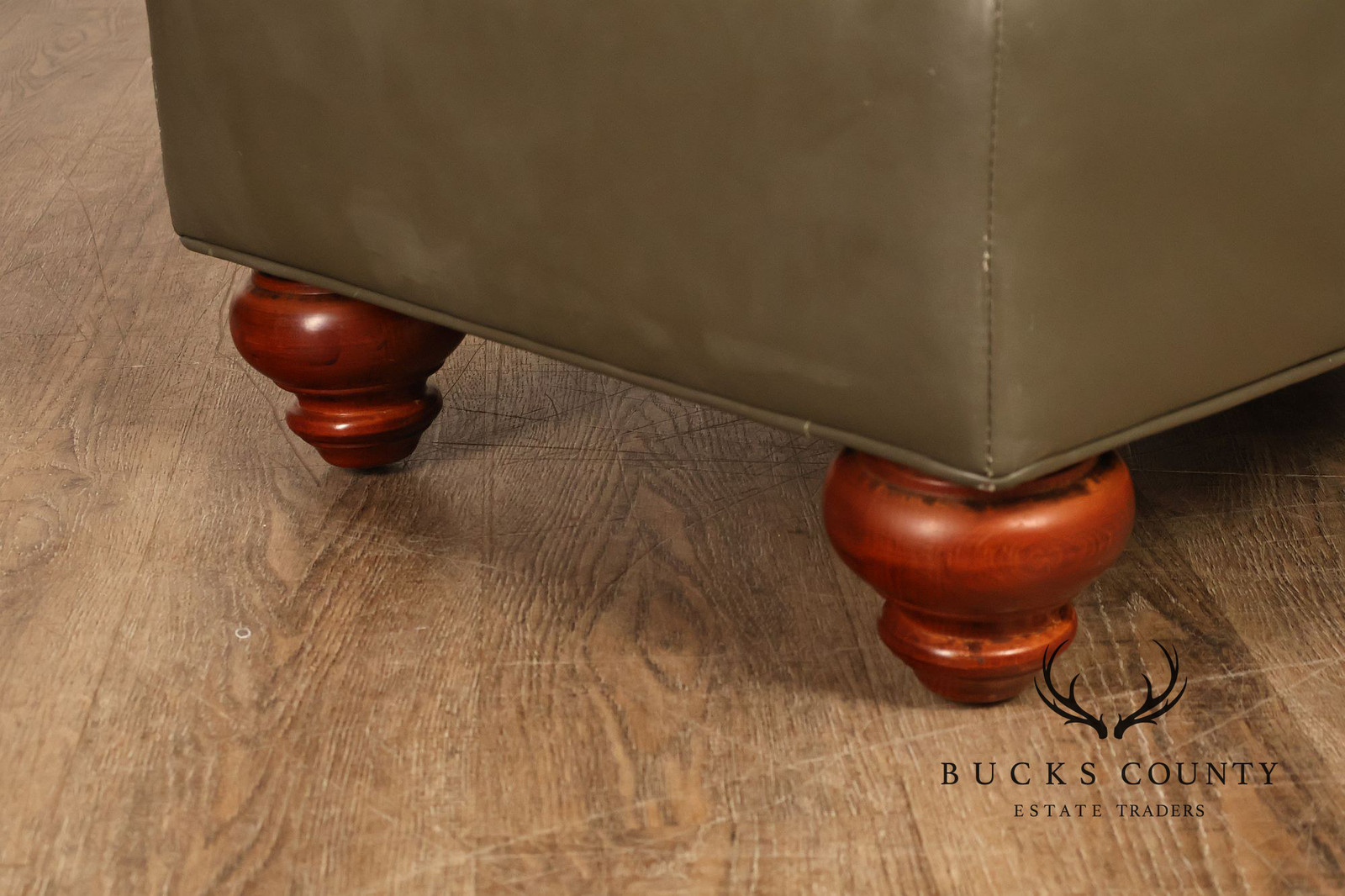 Ethan Allen Traditional Leather Ottoman