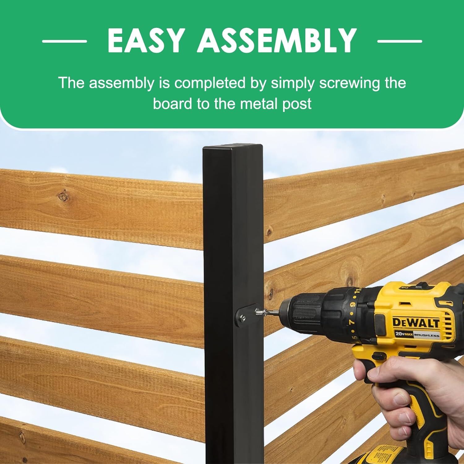 NAIZEA 48" W x 48" H Privacy Screens Fence Panels with Metal Stake 2-Panel Fence