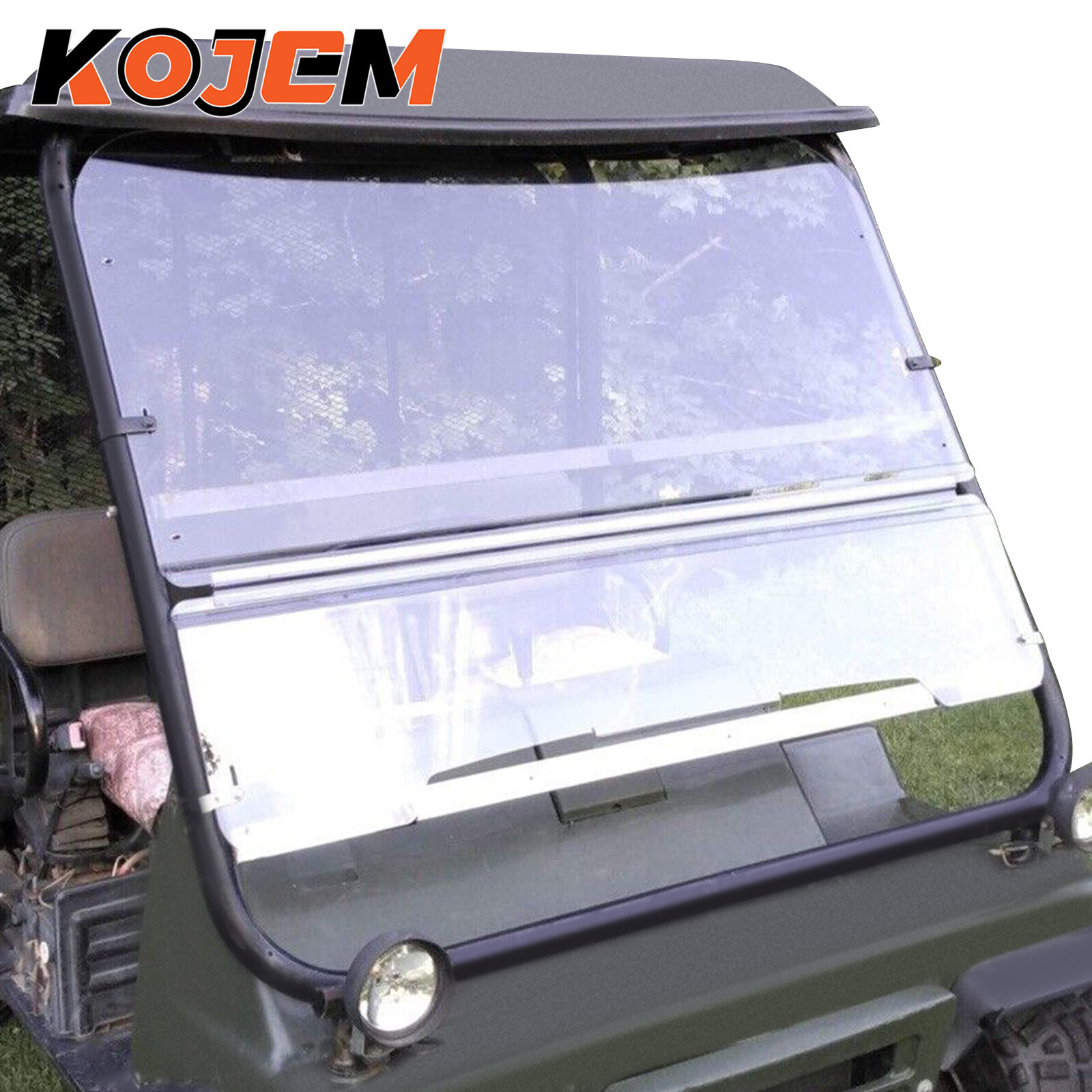 KOJEM For 2001-08 Kawasaki Mule 3000 & 3010 Front Folding Windshield 1/4 THICK