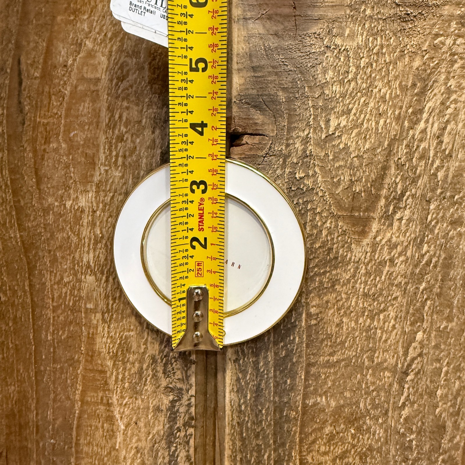 POTTERY BARN 2025 DATED ENAMEL FRAME ORNAMENT ROUND 3.5" DIAM ~ IVORY CHRISTMAS