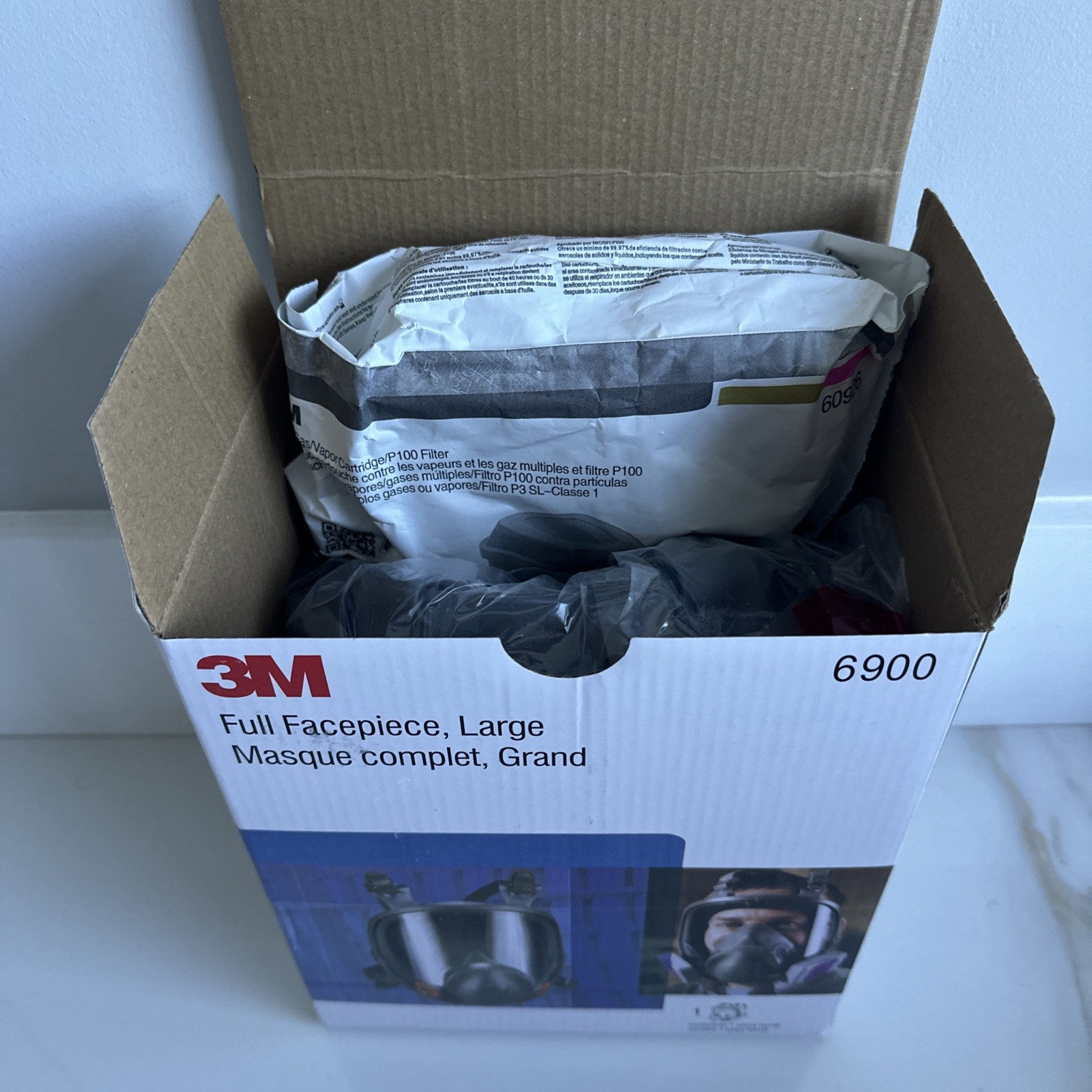 Bundle 3M 6900 LARGE FULL FACE RESPIRATOR MASK & 2 60926 MULTI GAS CARTRIDGE