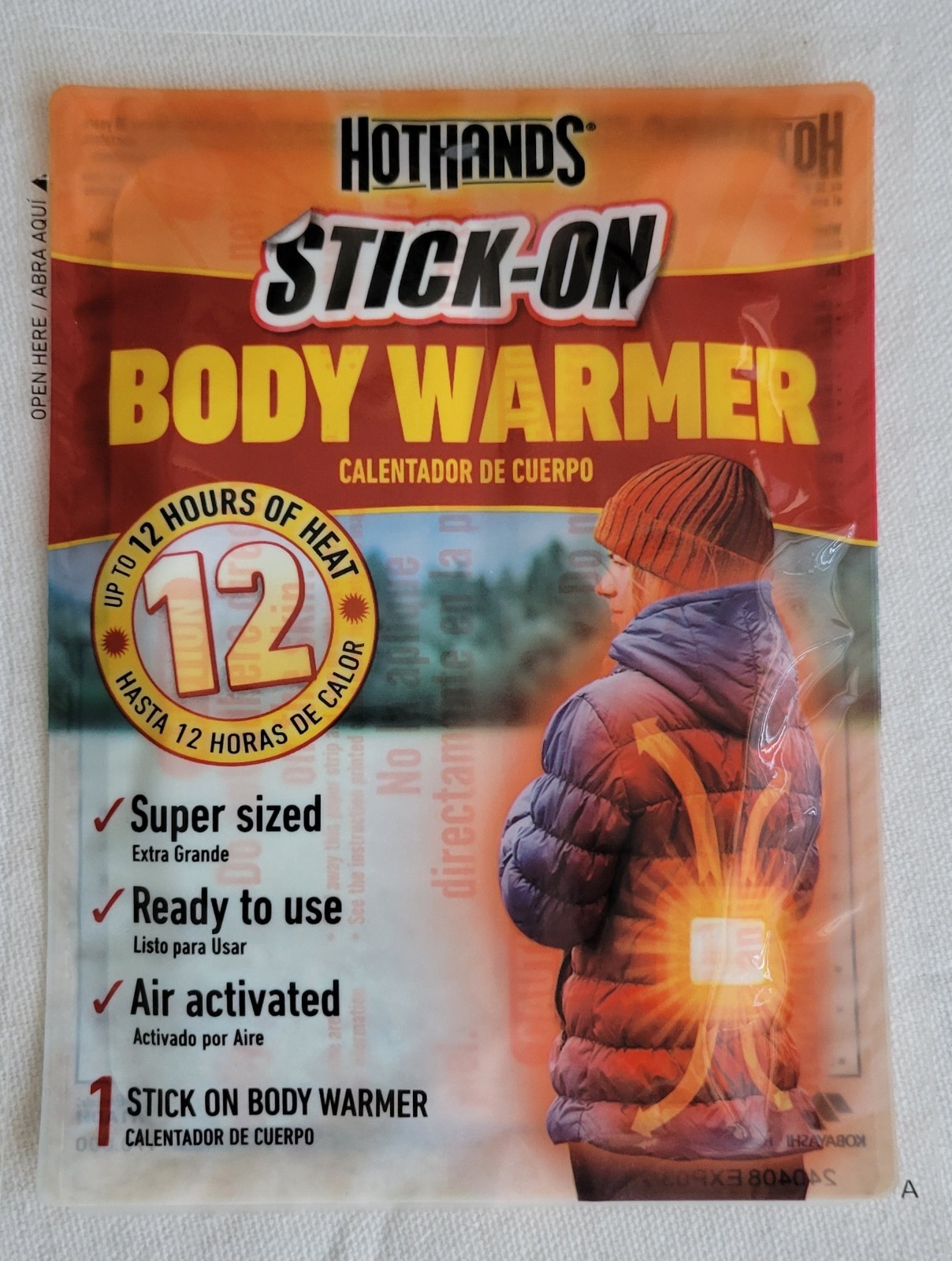 HotHands Body Warmers Stick-On Super Sized  12 Hours Of Heat (8 Individual)