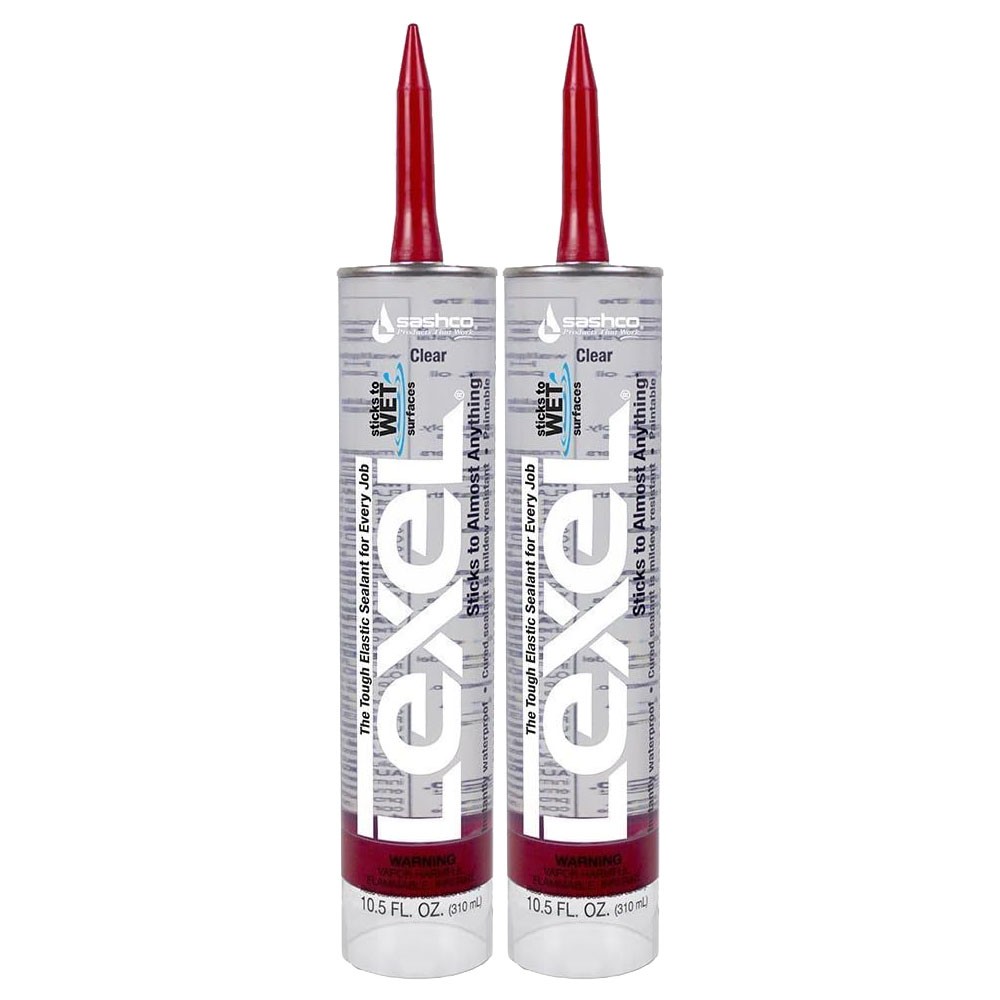 Sashco Lexel 2 Pack 10.5 oz Kitchen Bath Clear Paintable Adhesive Caulk - 13010