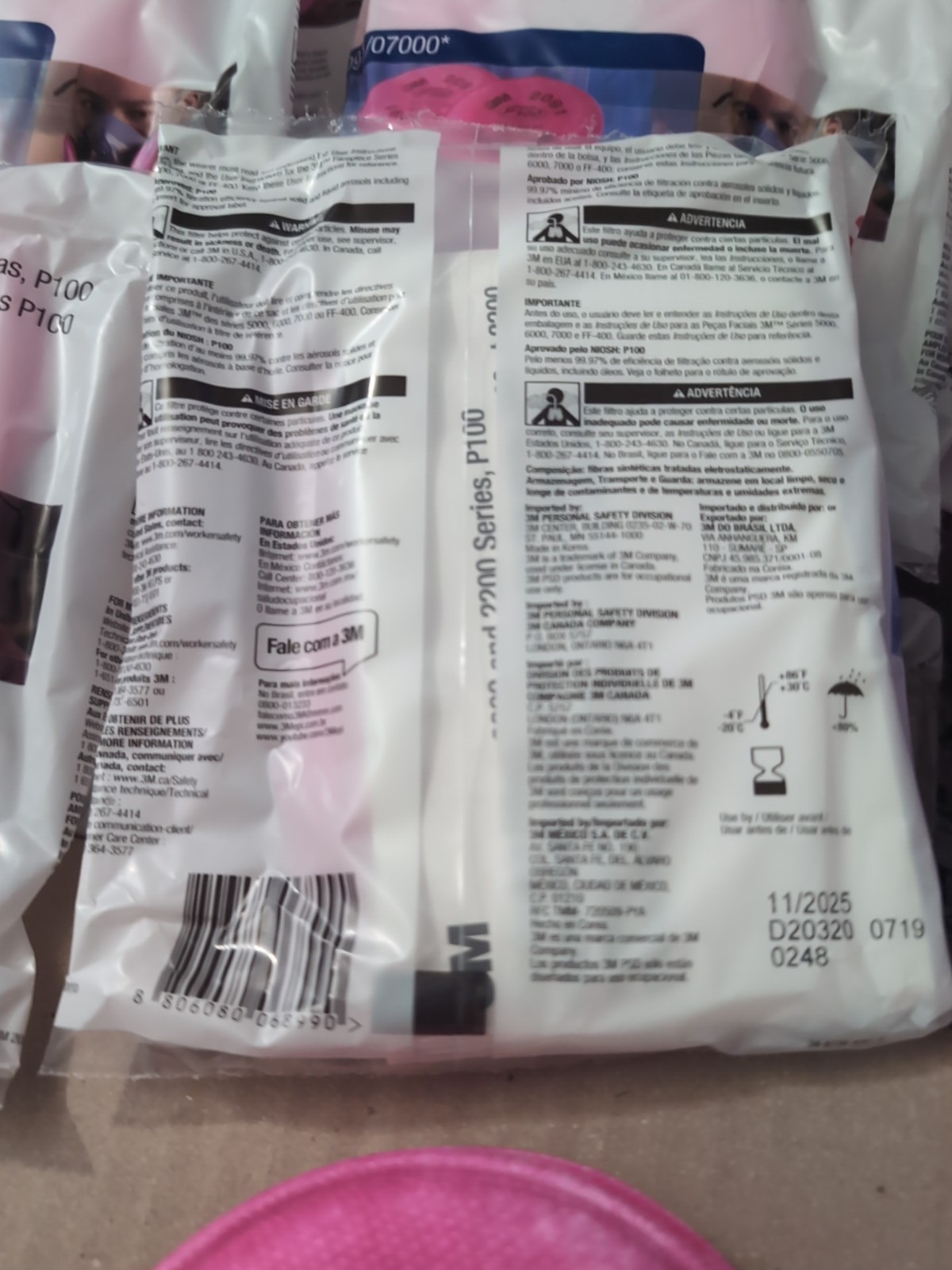 10 3M 2091 NIOSH P100 Particulate Filter 07000 Free Shipping Lot Of Ten Pairs