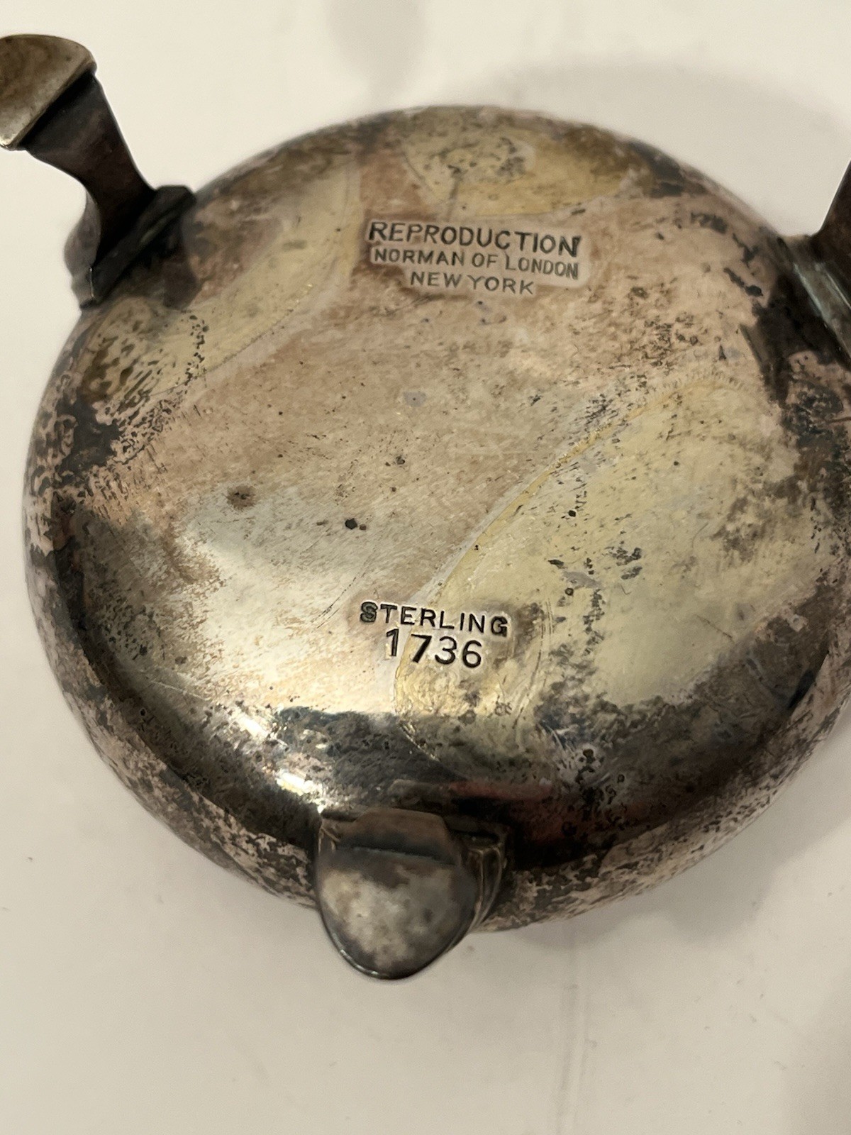 Norman of London New York Open Salt w Cobalt Glass Liner Sterling Silver