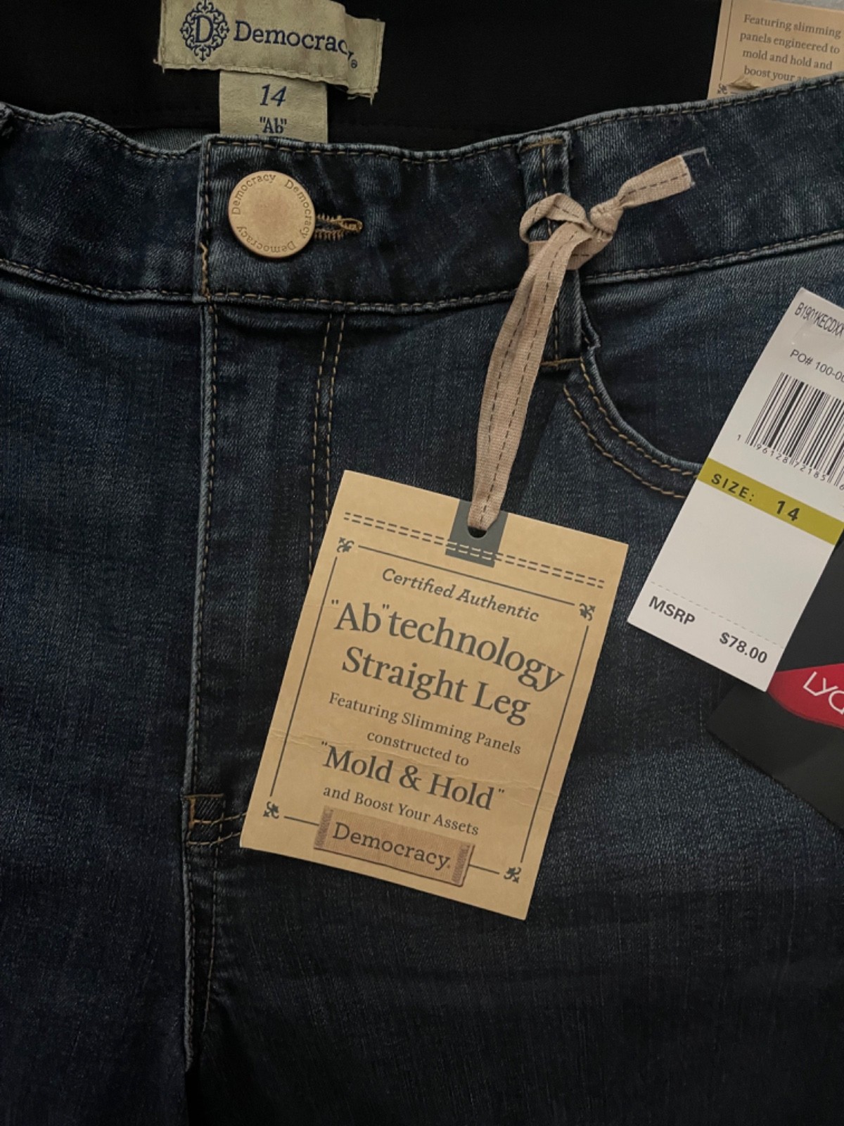 NEW WITH TAGS DEMOCRACY SIZE 14 STRAIGHT LEG BLUE DENIM JEANS