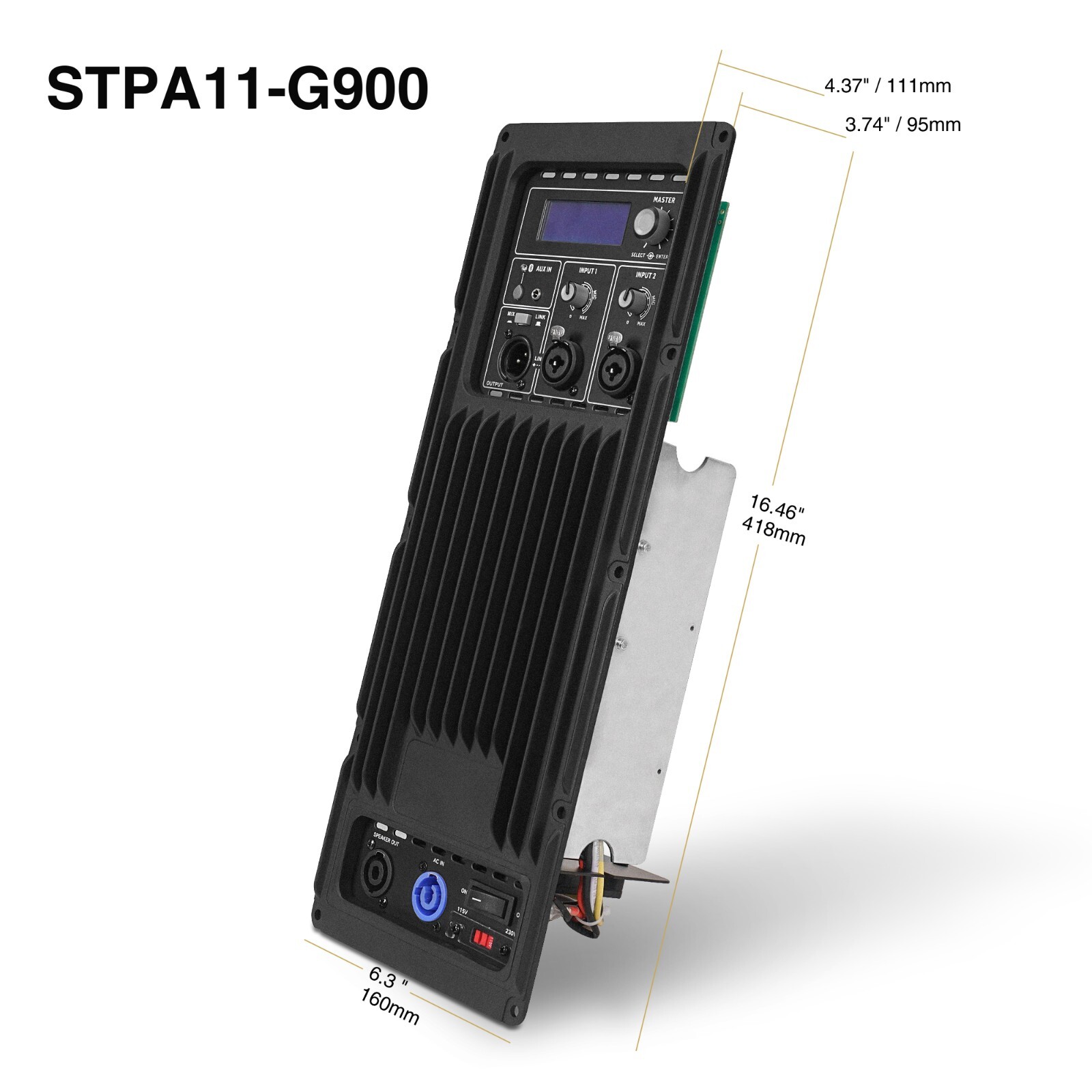 Sound Town 2-Channel Class-D Plate Amplifier for PA Sub, 2x600W (STPA11-G900)