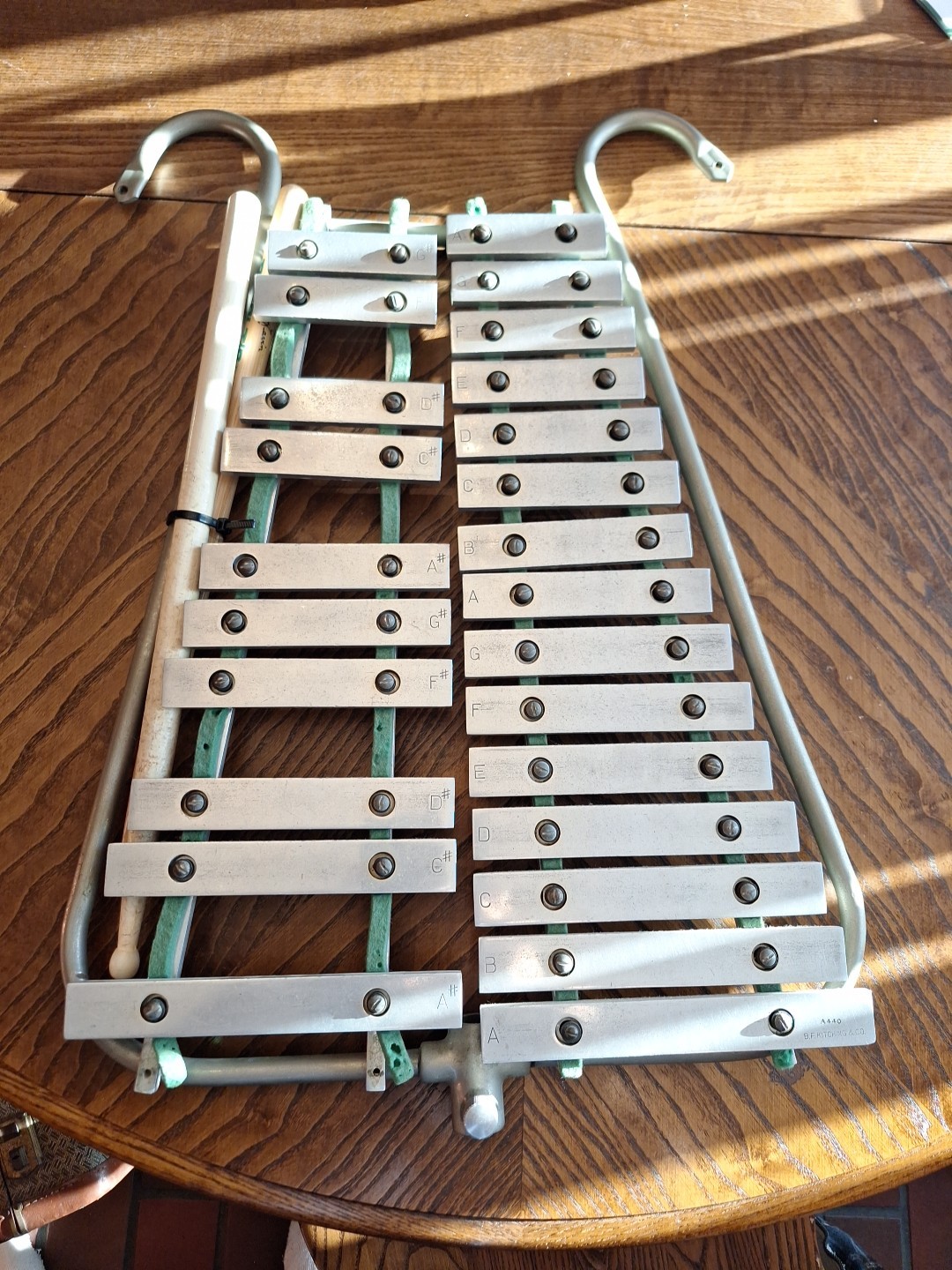 B.F.Kitching & Co Marching Bell Lyra Glockenspiel Xylophone Vintage +Mount Tube*