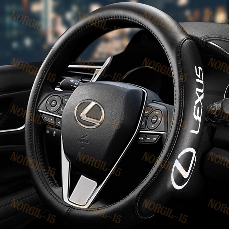 Black 15" Car Steering Wheel Cover Genuine Leather For LEXUS IS300 LS460 IS350