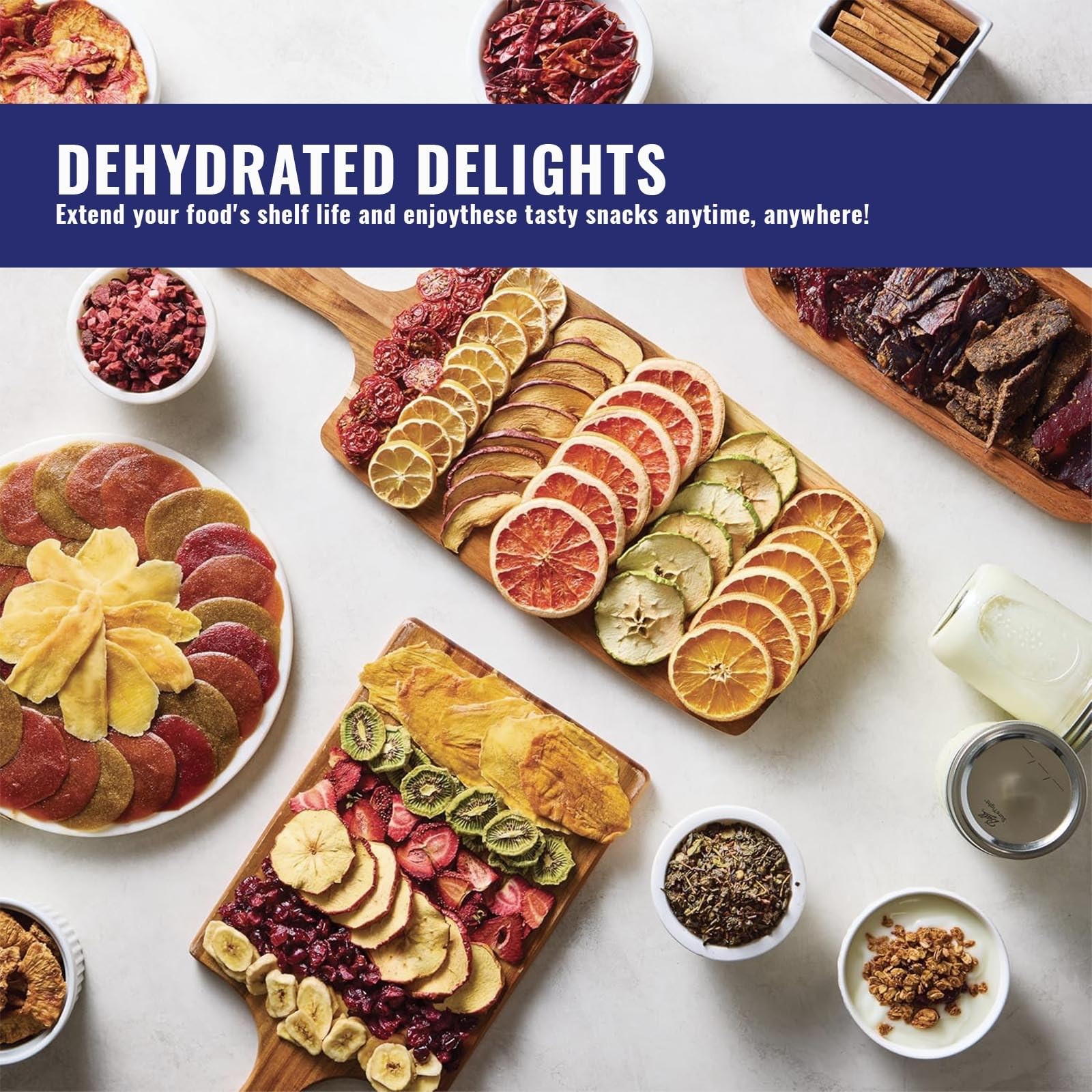 Food Dehydrator Machine, Stainless Steel Dehydrater for Fruit Herb,5 Stackabl...