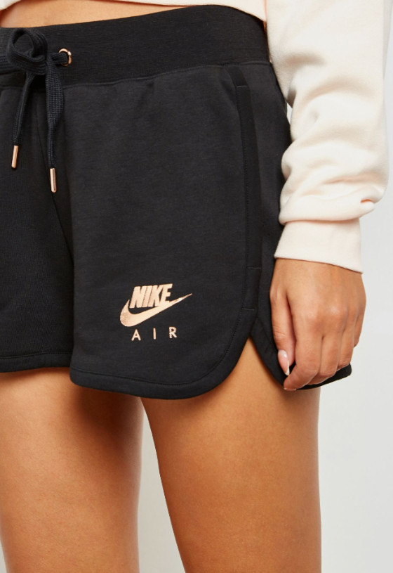 Nike Sportswear Womens French Terry Gym Athletic Shorts Black Gold Small