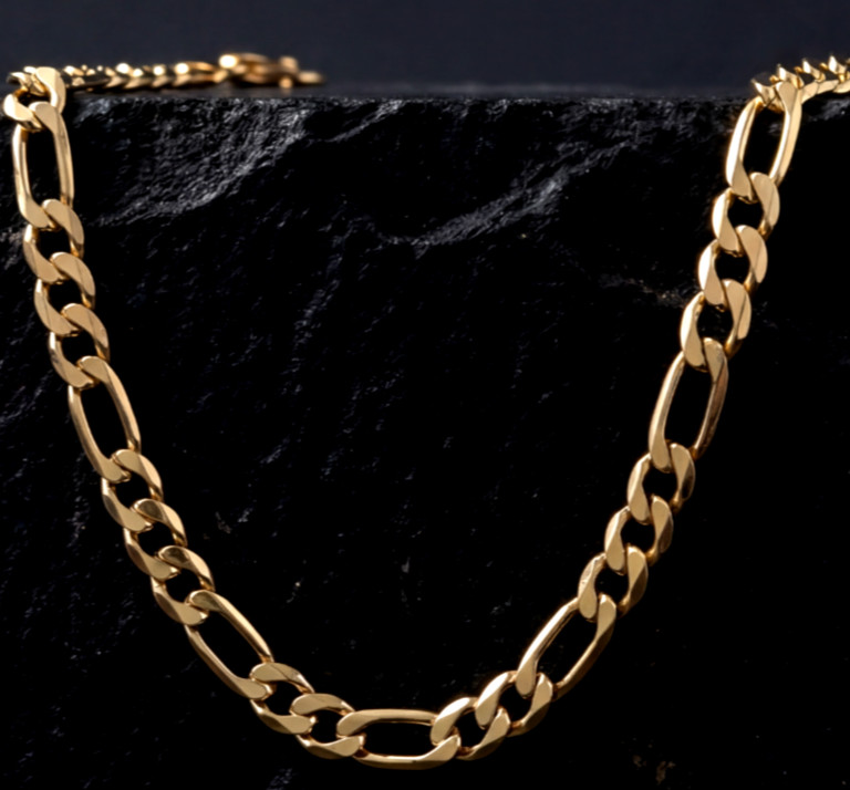 Heavy Men's 14k Gold Stamped Italian Figaro Link Chain Necklace 20" Inches 5MM