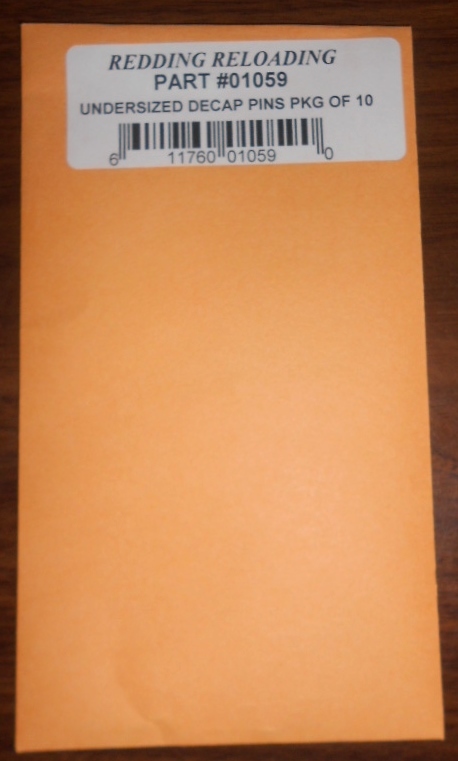 01059 REDDING DECAPPING PINS - UNDERSIZED - PKG OF 10 - NEW - FREE SHIPPING!